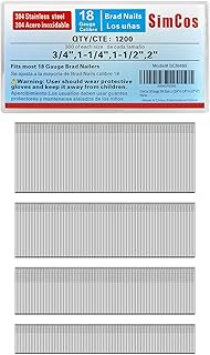 18 Gauge 304 Stainless Steel Brad Nails 18 GA Nail Gun Nails Assorted and Small Finishing Nails for Pneumatic, Electric Brad Nailer (3/4"+1-1/4"+1-1/2"+2")