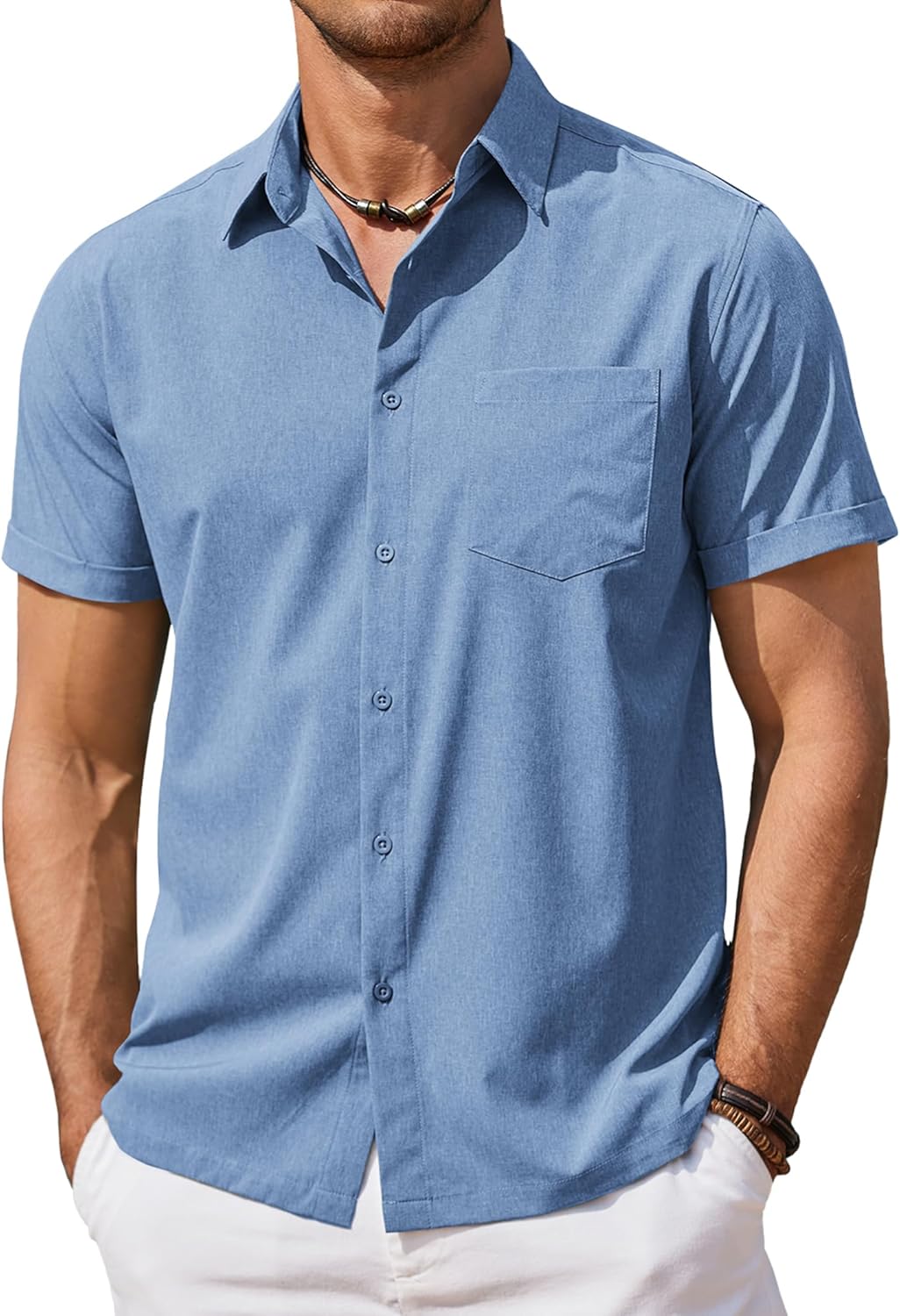 COOFANDY Mens Cool Button Down Shirt Short Sleeve Summer Beach Shirts Linen Texture Casual Shirts with Pocket COOFANDY Mens Cool Button Down Shirt Short Sleeve Summer Beach Shirts Linen Texture Casual Shirts with Pocket