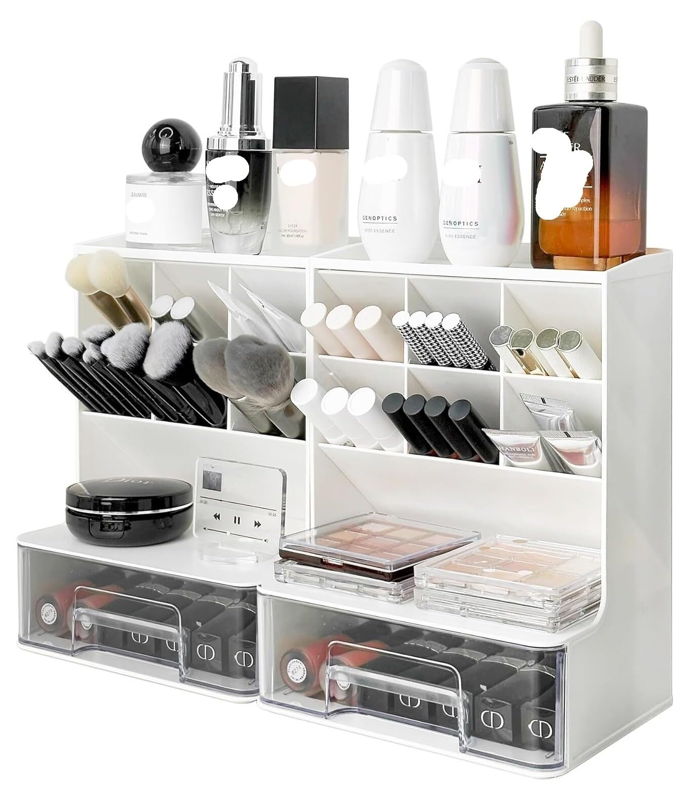 Schminktisch Organizer Make Make-up-Organizer, Kunststoff-Kosmetik-Organizer Für Waschtisch, Arbeitsplatte, Badezimmer, Zimmer, Make-up-Pinselhalter, Organizer Kosmetik Organizer Badezimmer(2pcs)