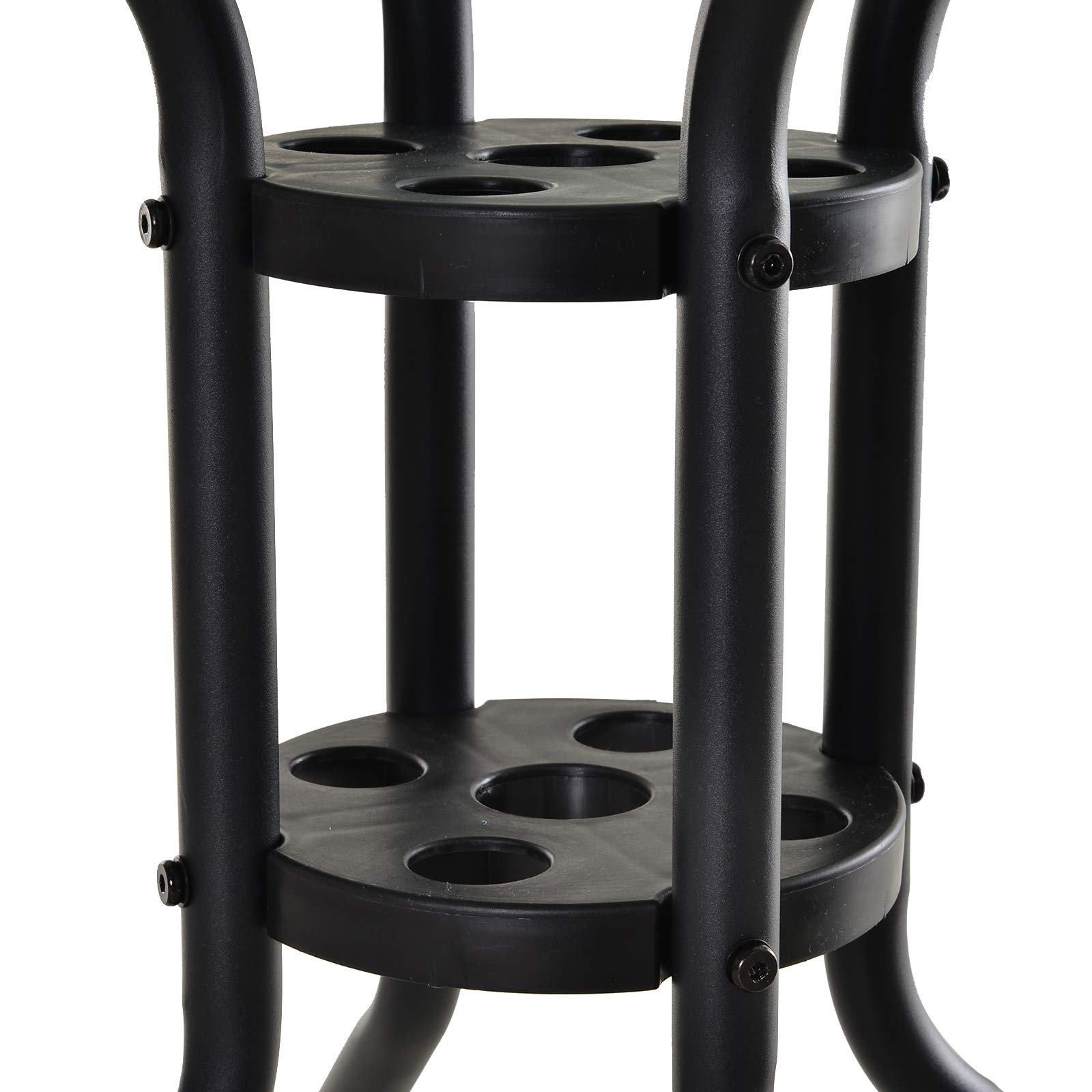 Outsunny Mesa de Jardín Redonda Mesa Comedor de Cristal Templado con Agujero para Sombrilla y Estructura Metálica para Patio Terraza Balcón Exterior Ø80x72 cm Negro