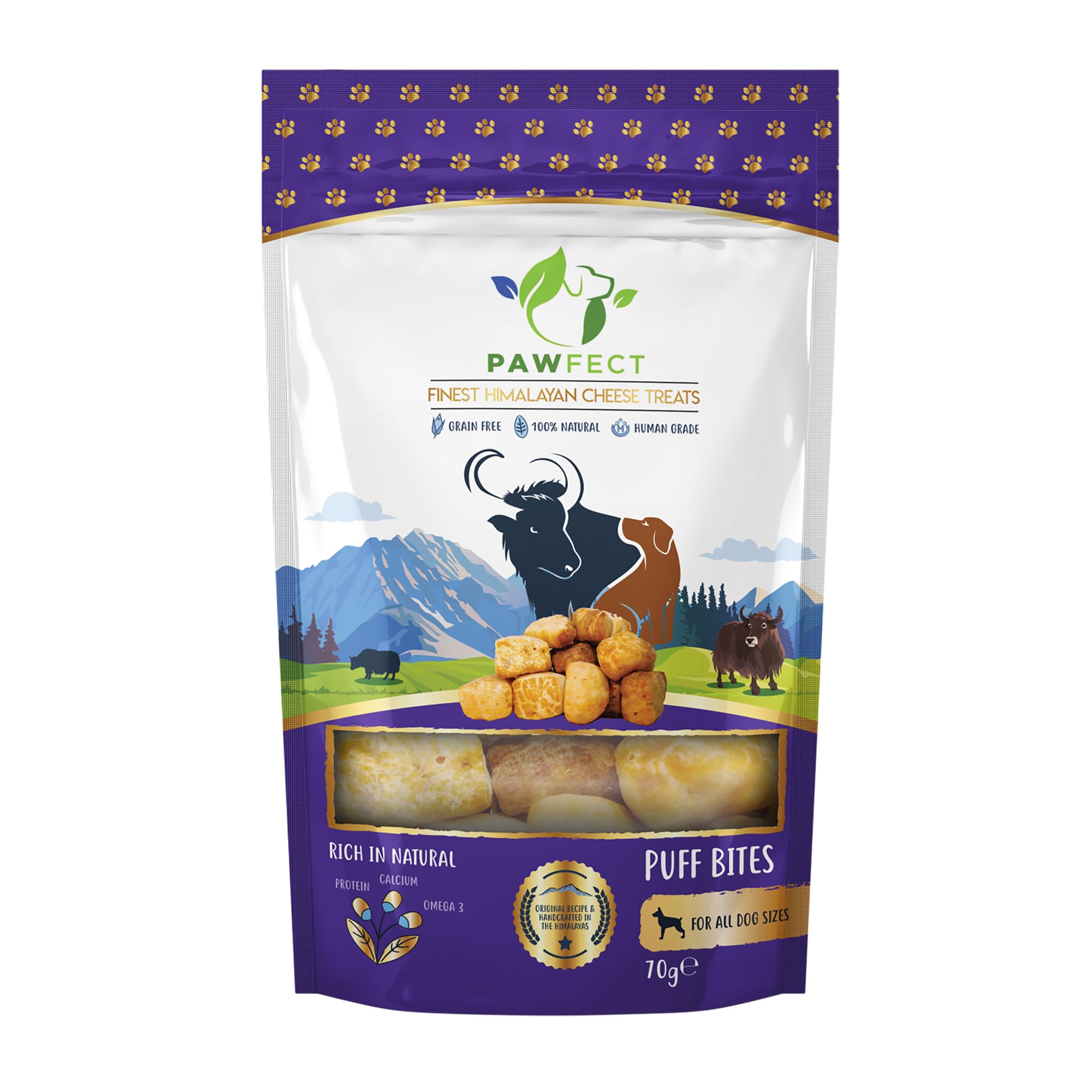 Pawfect 100% Himalayan Cheese Puff Bites for Dogs, High in Protein & Calcium, Crunchy Training and Reward treats (70g/2.47oz)