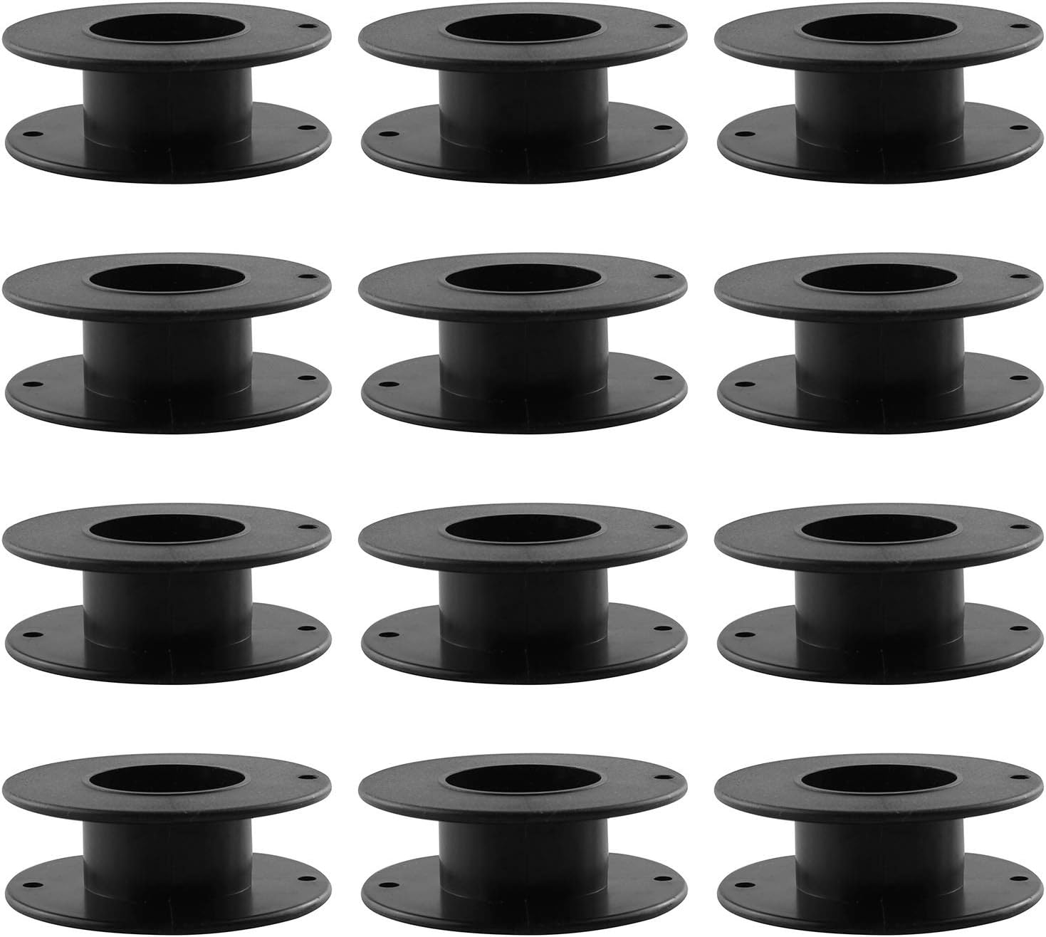 JCBIZ 12pcs 55mm Plastic Spool Black Bobbin Empty Spools for Ribbon Beading String Wire Bobbin Cord Ropes
