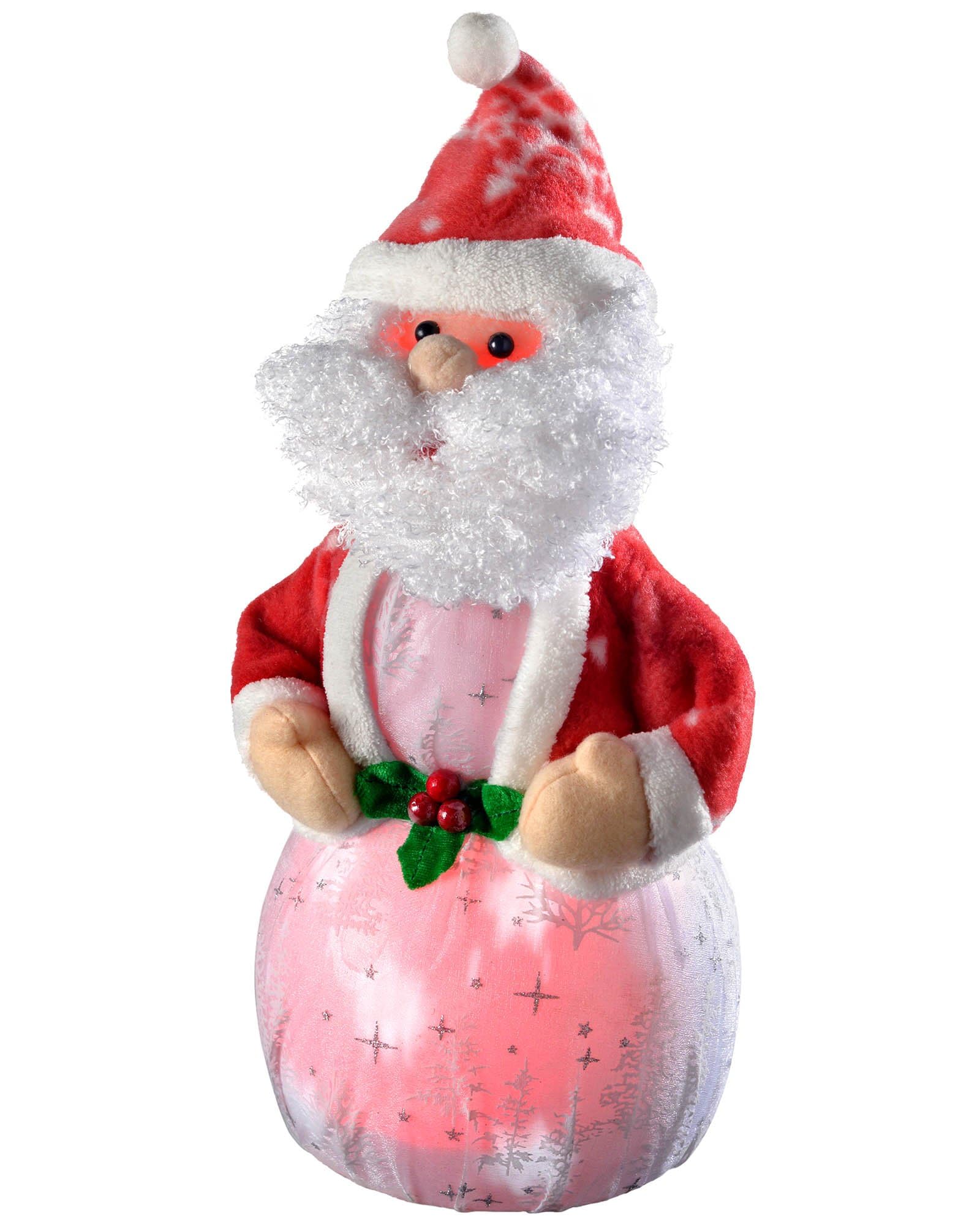 WeRChristmas Santa with 8 Musical Songs and Snowing Effect Colour LED Body, 34 cm - Large, Multi-Colour