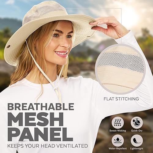 Miniatura 4 de Sombrero de sol para hombresmujeres, protección UV, ala ancha, sombrero Boonie para senderismo, pesca, safari