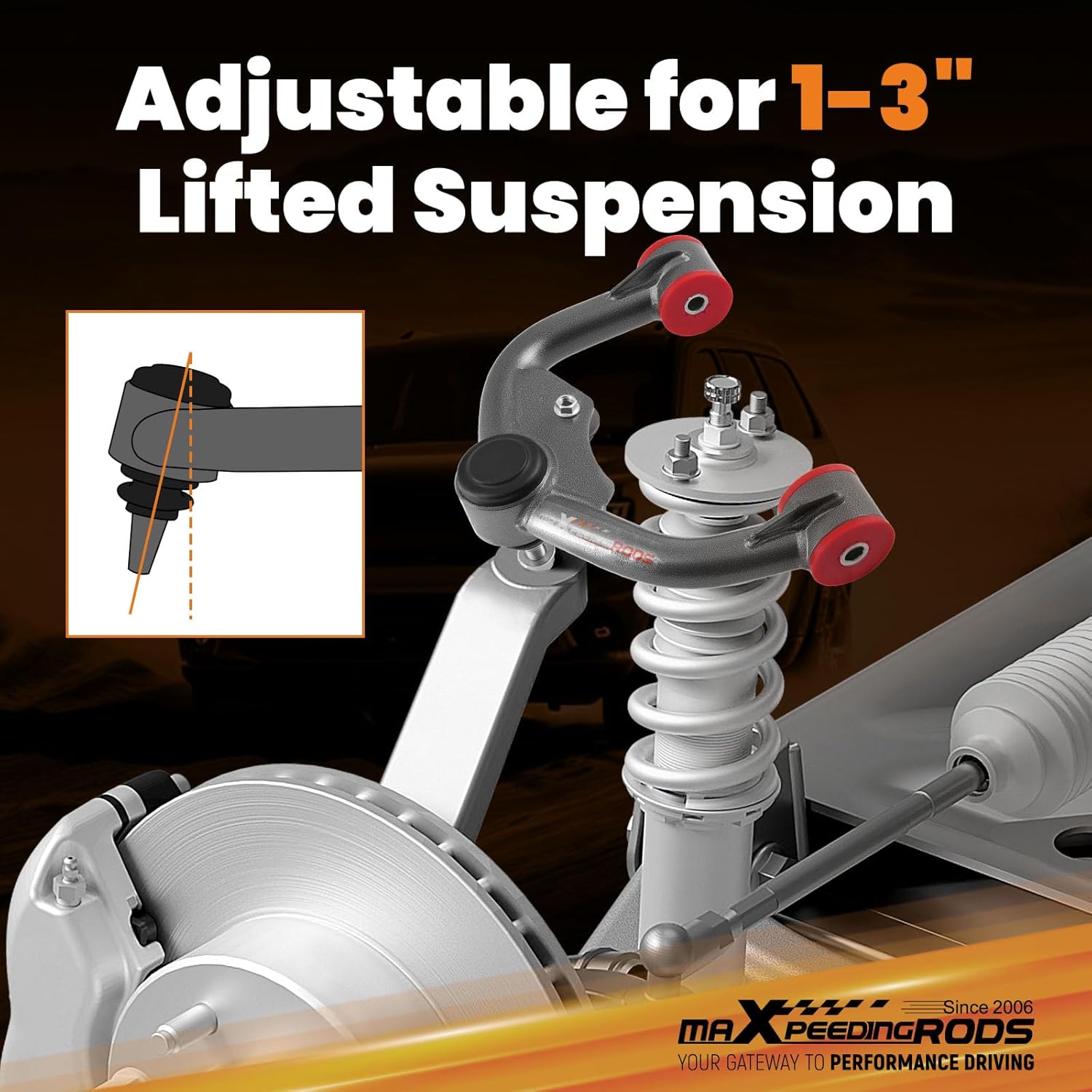 maXpeedingrods 1-3” Lift Upper Control Arm for Nissan Frontier/Pathfinder/Xterra 2005-2016, Front A Arm, Poly Bushing w/Zerk Fitting