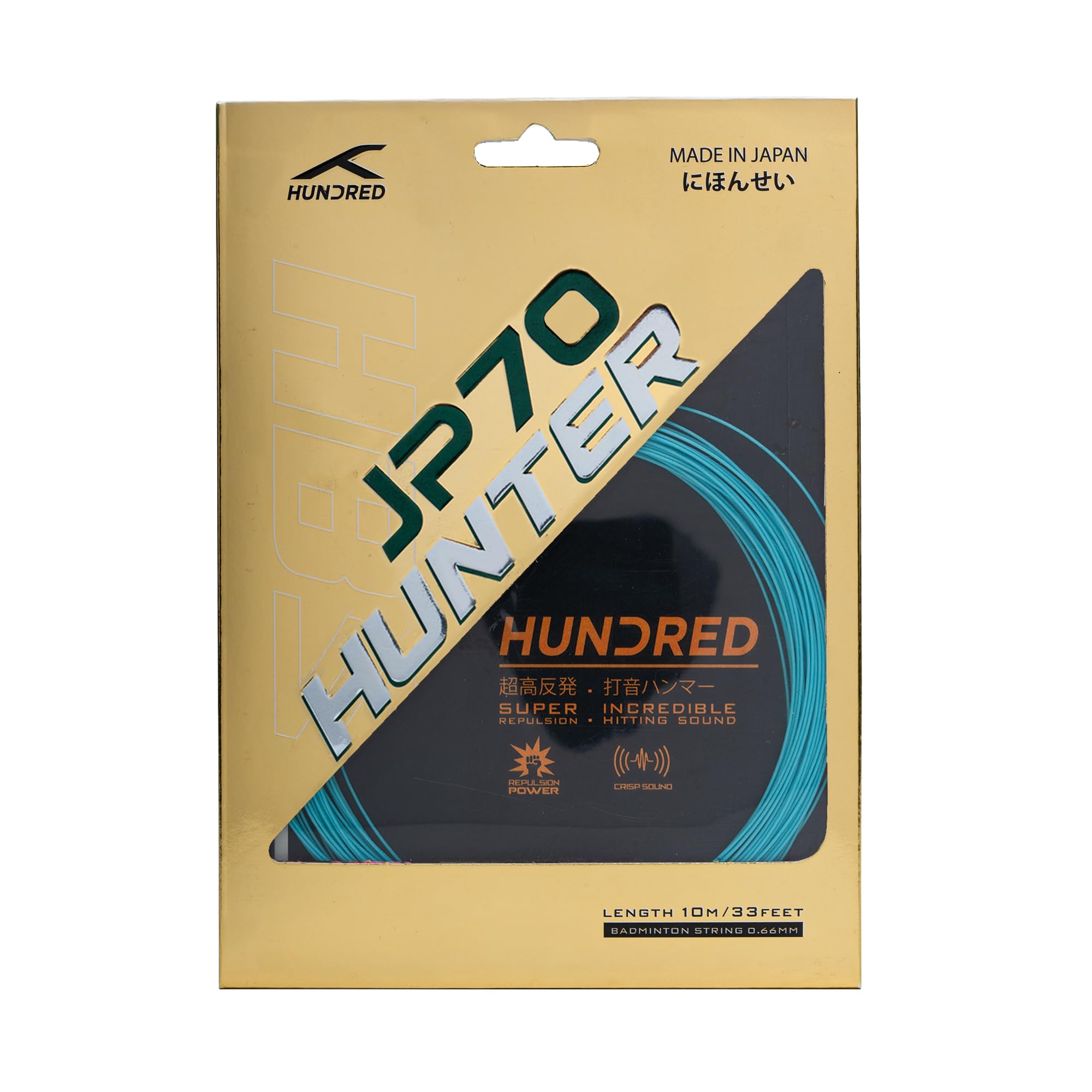 Hundred JP 70 Hunter Badminton String | Premium Control & Durability | Professional-Grade Shock Absorption | Crisp Hitting Sound | Made in Japan (Moon Blue)
