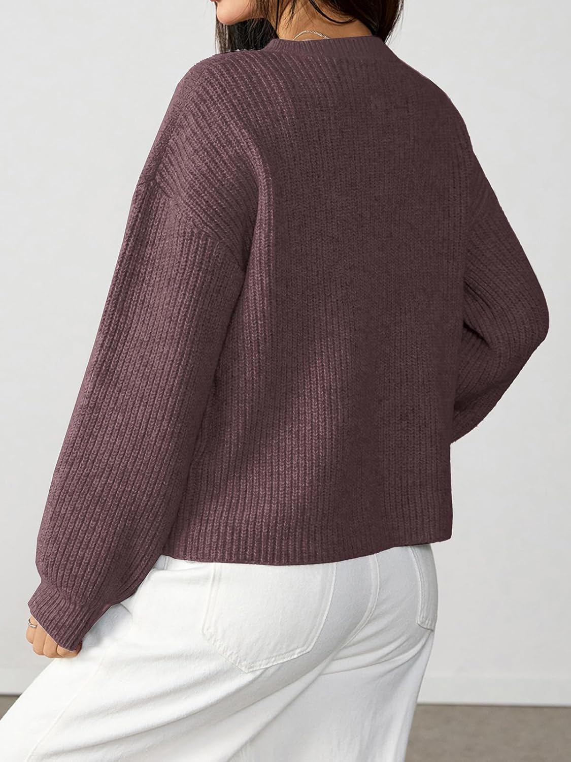 Women's Cardigan Sweaters Fall Button Chunky Knit Cropped Sweater Long Sleeve Loose Fit Soft Winter Outwear 2025 - Image 5