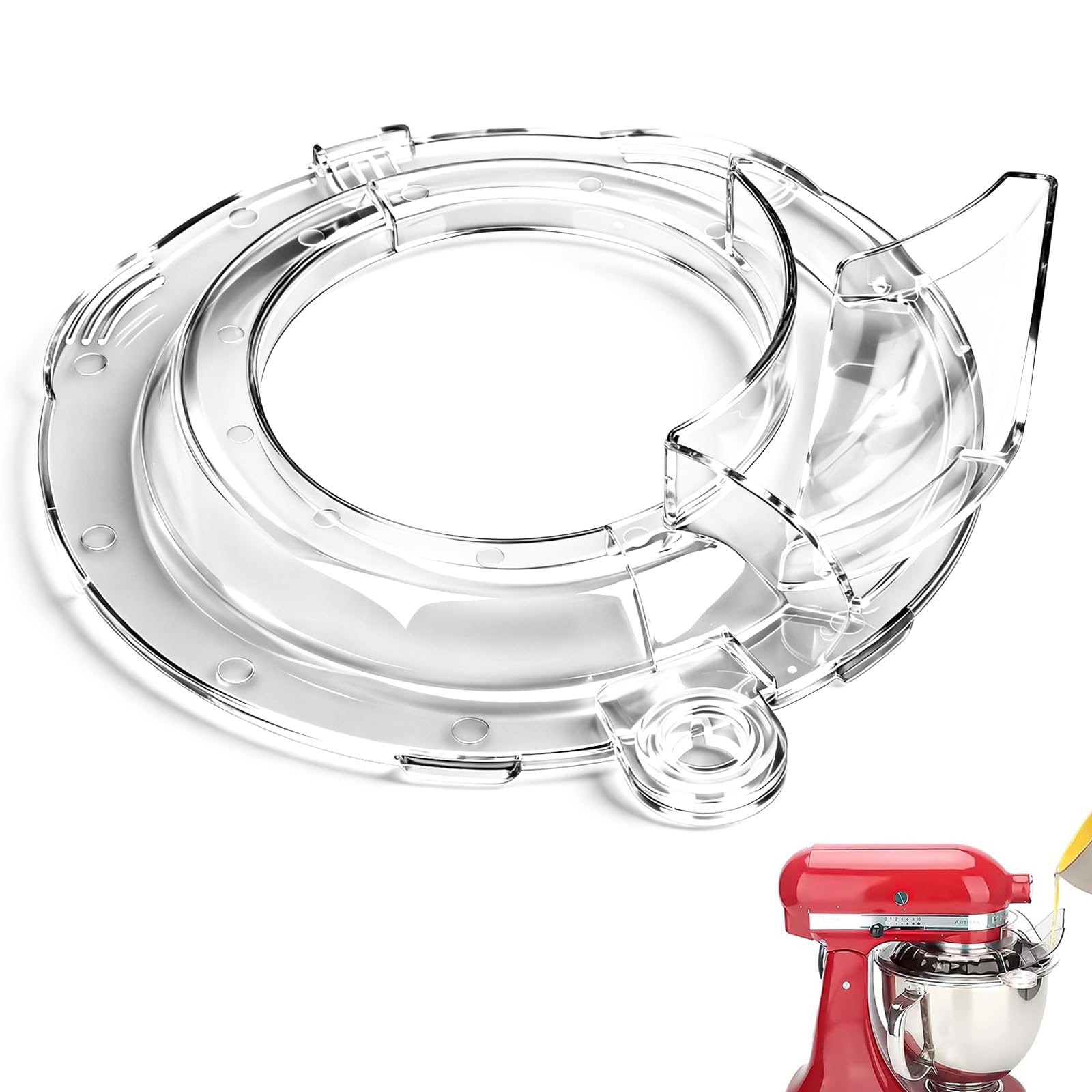 Paraspruzzi per KitchenAid Planetaria 4.3L - 4.8L, Paraschizzi Trasparente Integrale a 360° per Mixer Kitchen Aid Artisan e Classic con Testa Inclinabile, Coperchio Versatore Antispruzzo