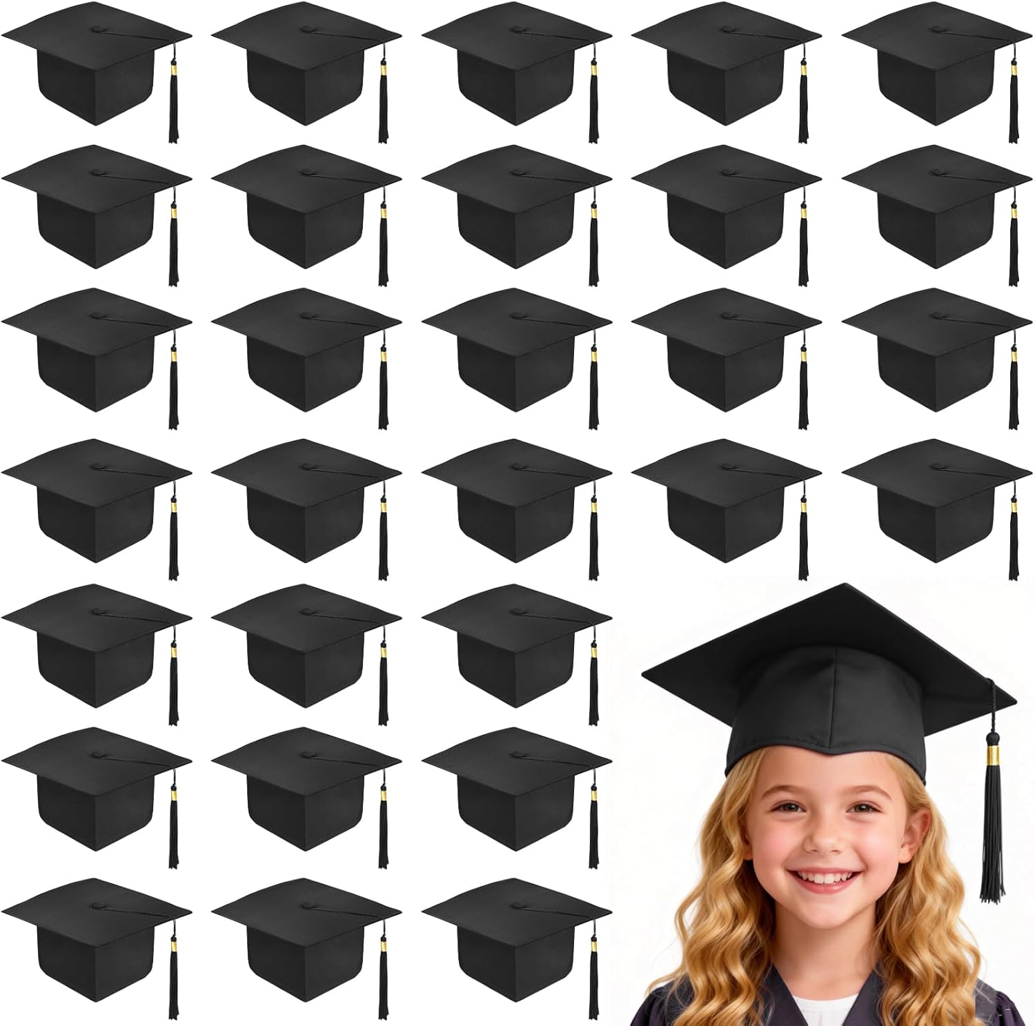 30 Pcs Child Size Preschool Grad Caps Bulk Kindergarten Graduation Cap Grad Hats