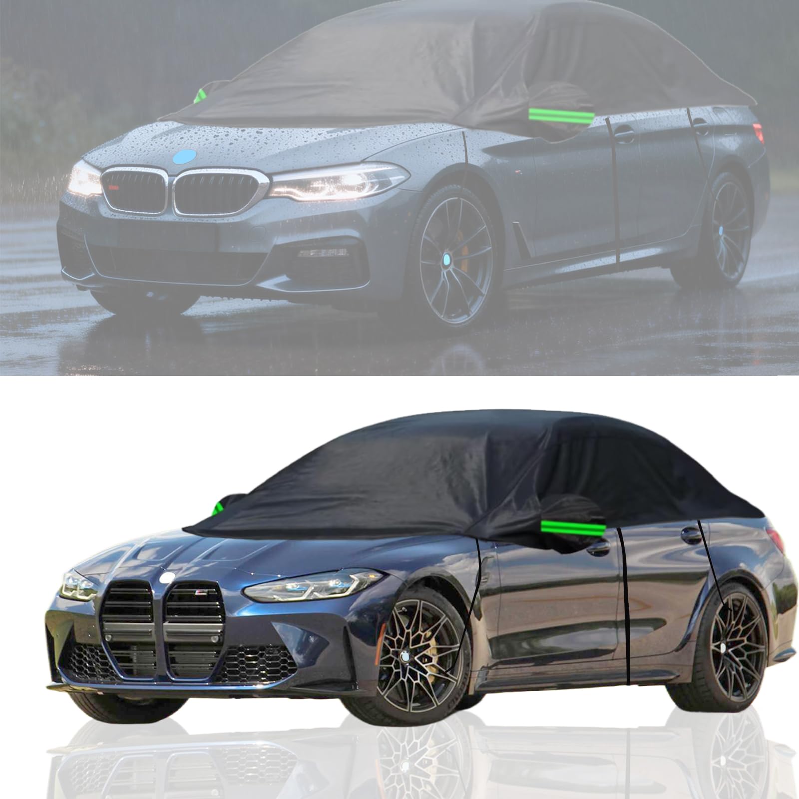 Half Car Cover for BMW Z4 Convertible E85 2003-2008 Car Frost Cover All Windows Weather Windproof UV Protection