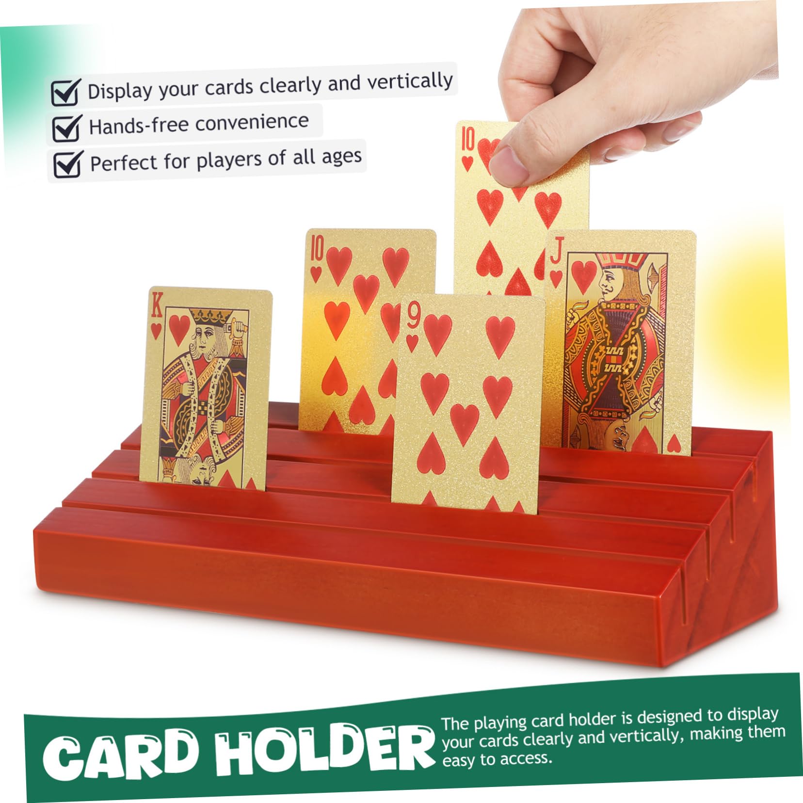 ERINGOGO 2 Soportes de Madera para Naipes, Base para Cartas de Juego, Exhibe Cartas Nitidez y Facilita Partidas en Casa