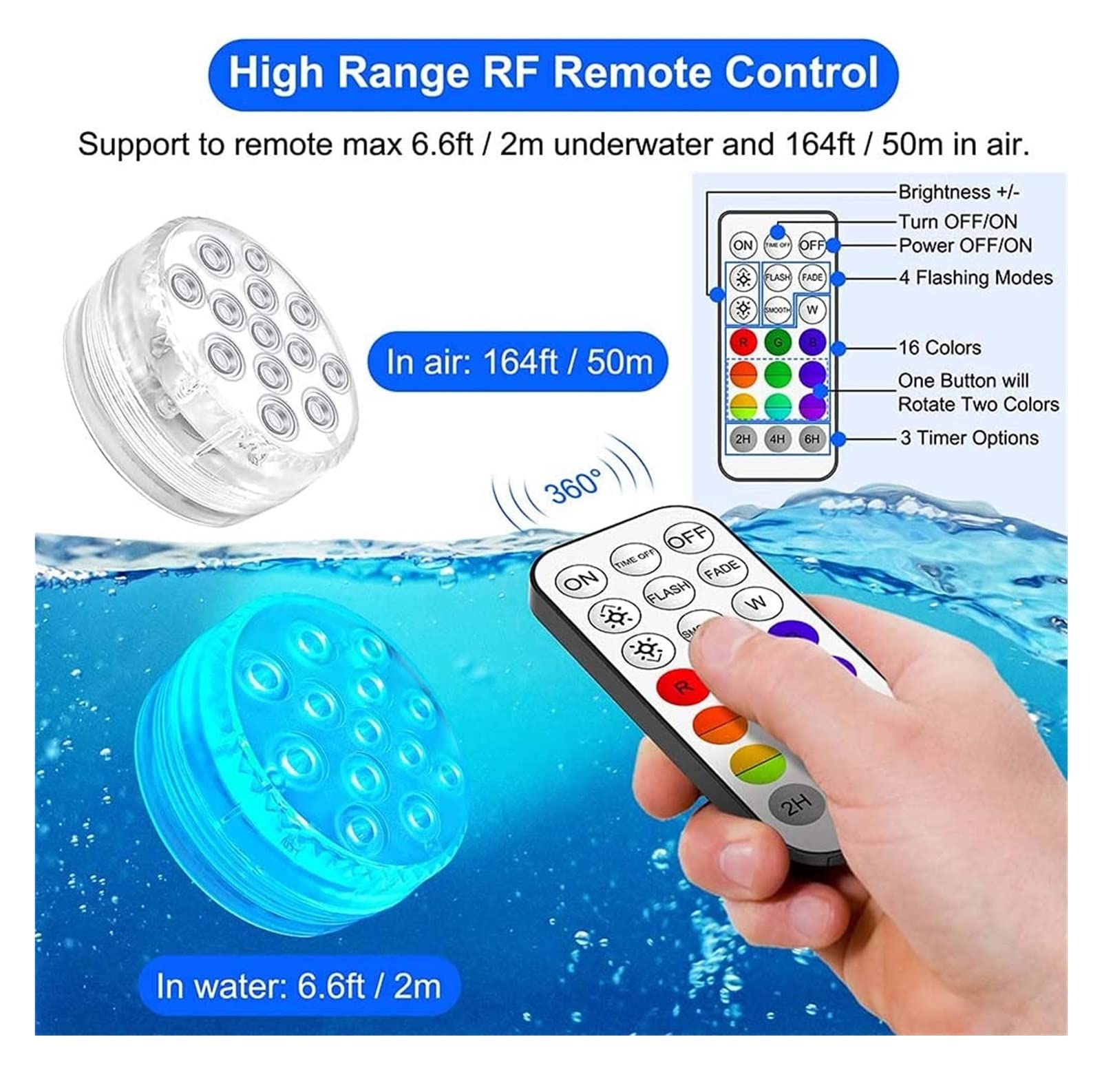 Luci per piscina a LED Remoto impermeabile impermeabile della luce sommergibile del sucker magnetico degli anni Rgb. Luci subacquee for HMOE Party Aquarium Pool Bathtub Vase Decor Per la decorazione d