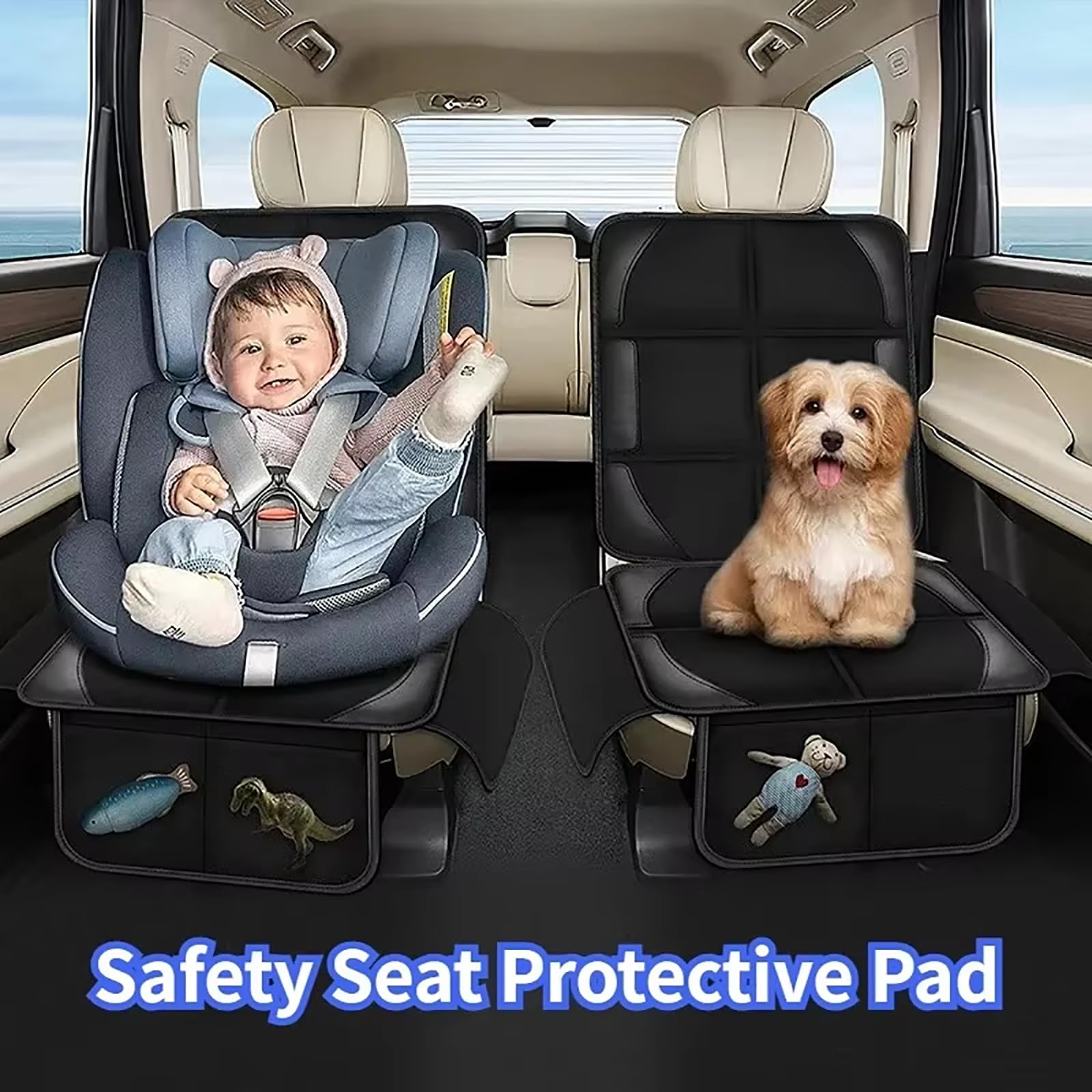 2 Pezzi Imbottito di Sicurezza per Seggiolino Auto, Tappetino Antisporco per Animali Domestici, Cuscino per Bambini, Compatibile per VW Touran Tharu,2-Red
