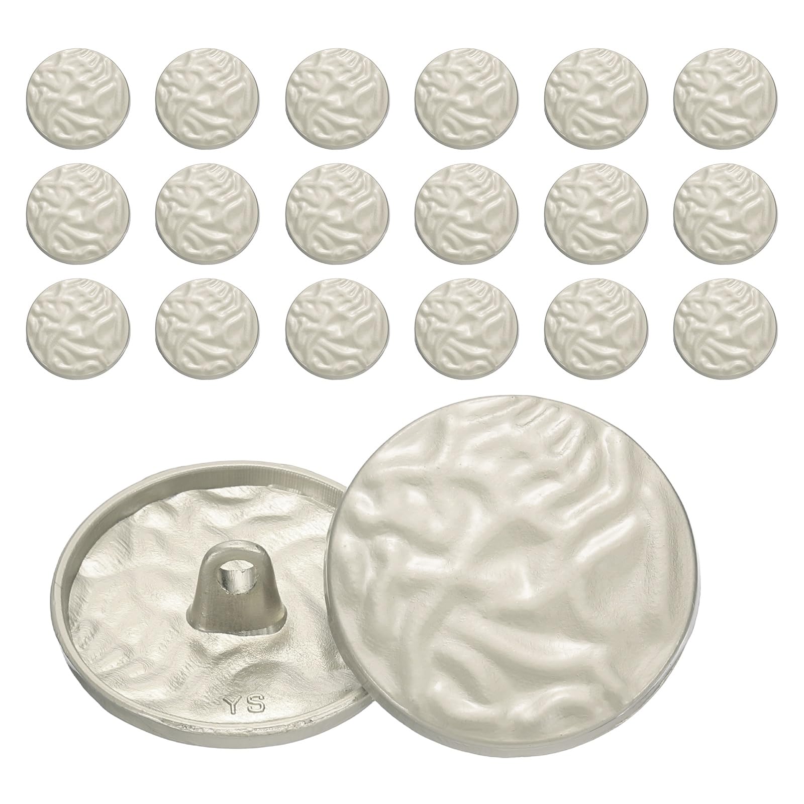 sourcing map 20pcs Metal Shank Wrinkle Silver Buttons, 25mm/1inch Wave Decorative Sewing Buttons for Men Women Uniforms Dresses Coat Suits Blazer DIY Crafts