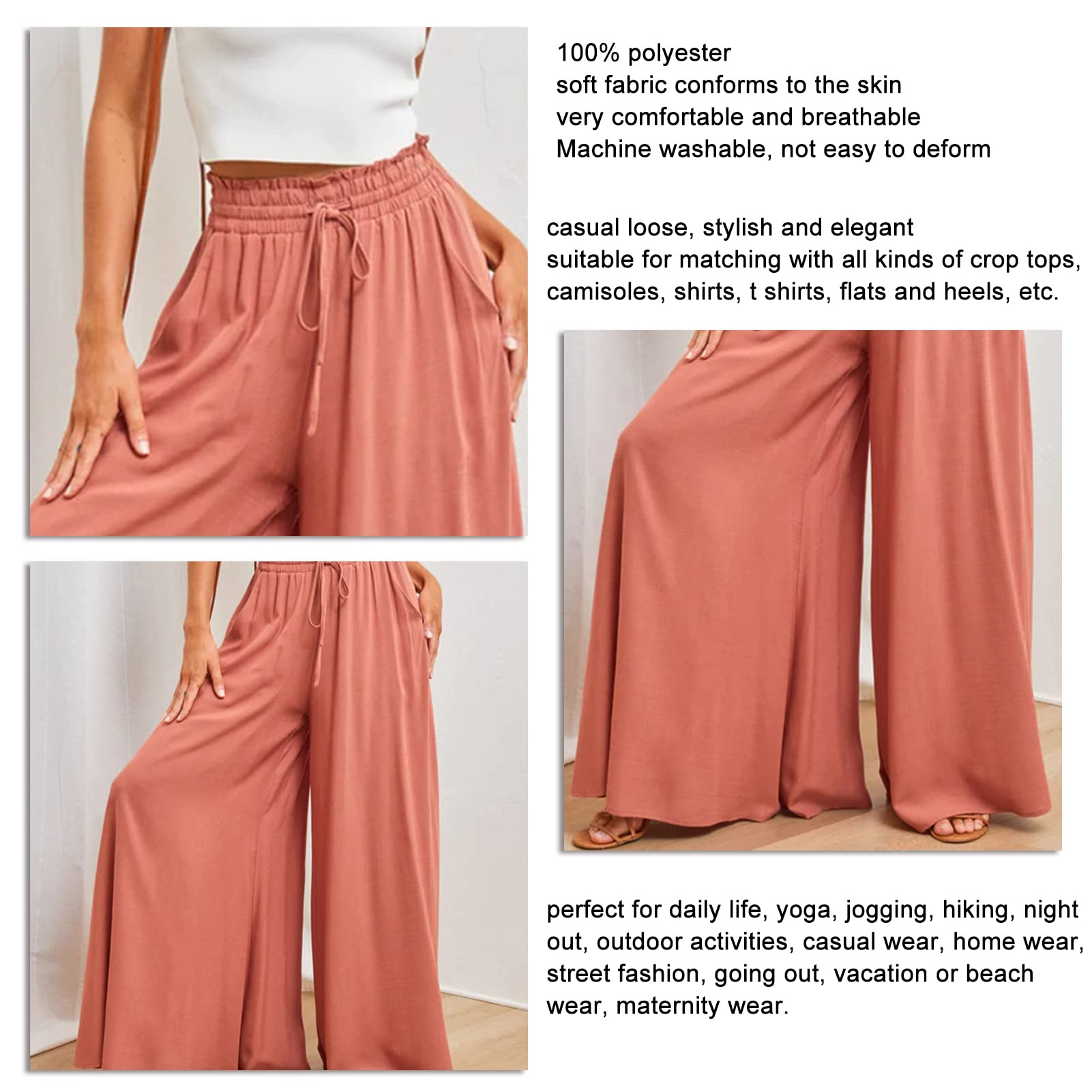 Amazon.com: Women's Culotte Wide Leg Trousers Summer Flared Business  Elastic High Waist Leisure Jogging Yoga Casual Running(m-Orange red) :  Clothing, ...