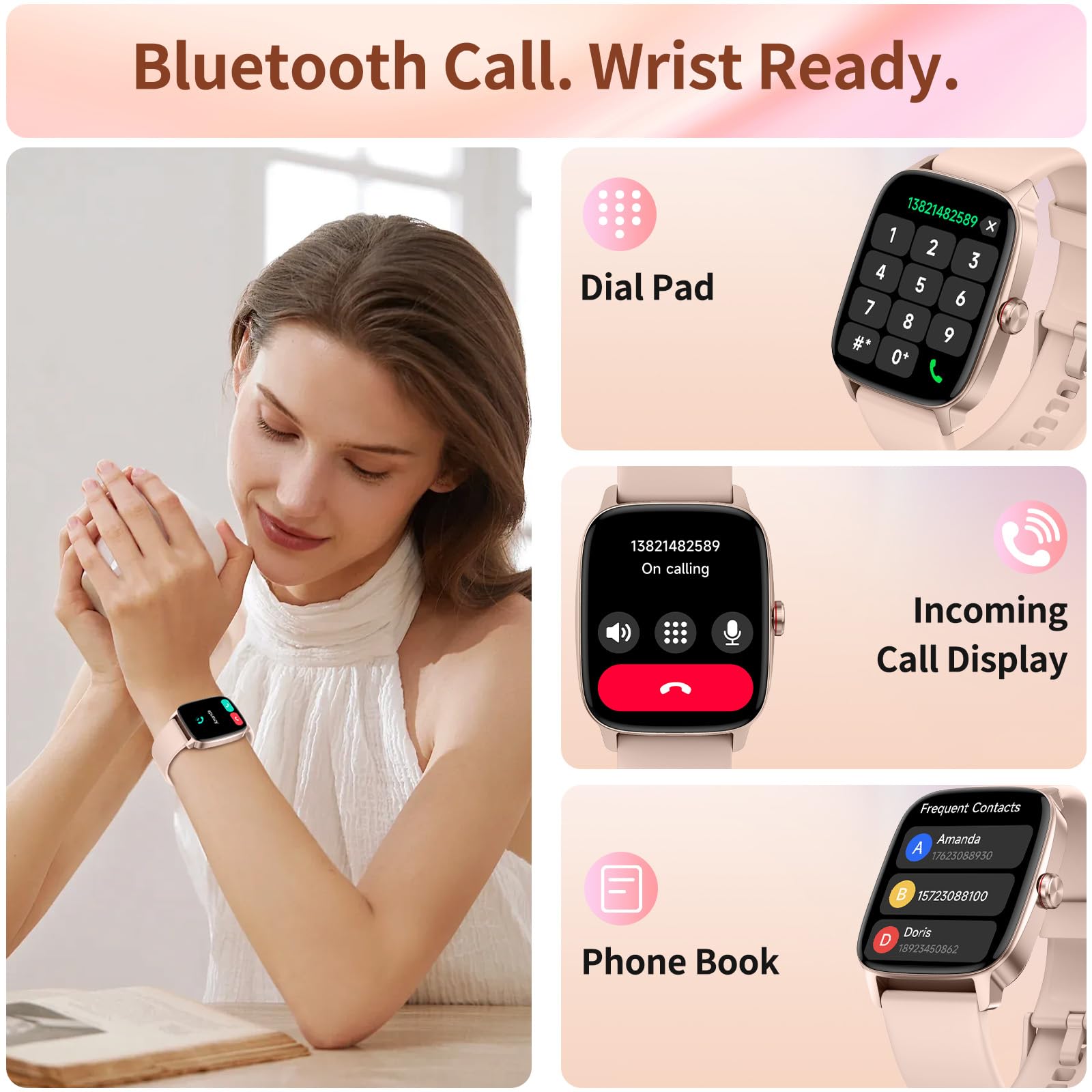 Smart Watch for Men Women, Bluetooth Call Smartwatch with AI Voice, 1.85" HD Fitness Watch, Heart Rate/Steps/Sleep Monitor, 100+ Sports Modes, IP68 Waterproof Watch for Android iOS - 3