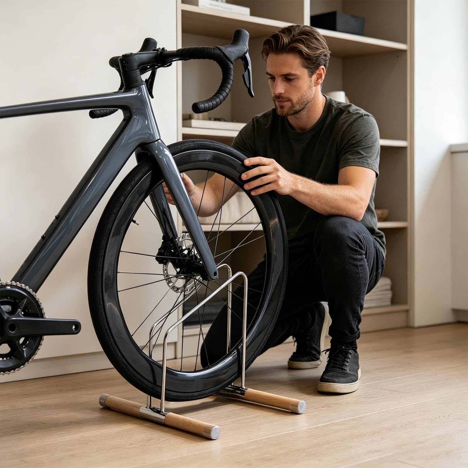 Soporte de piso para bicicleta