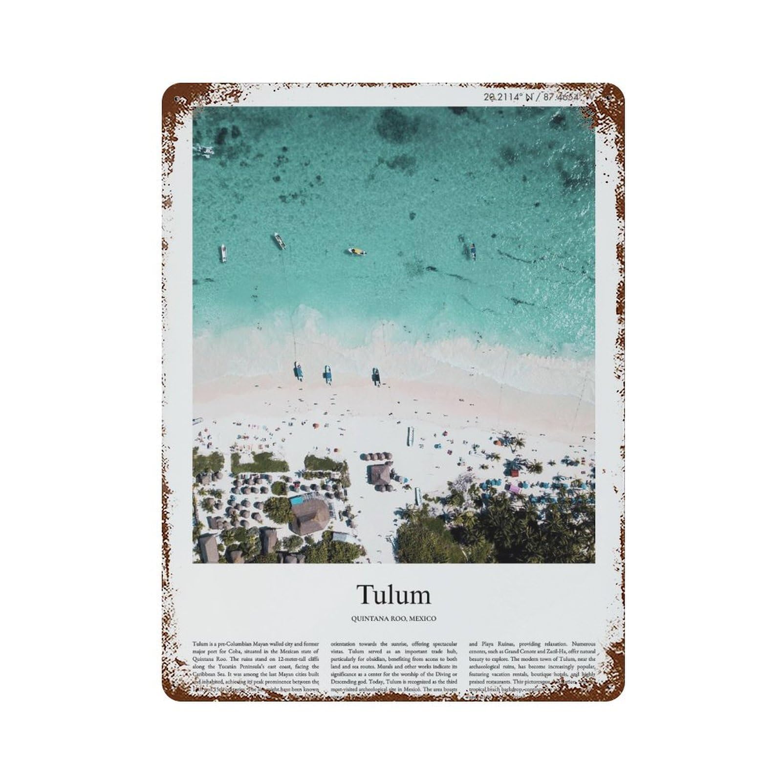 xiaoxiaoshen Tulum Quintana Roo, Mexico City Scenery Wall Decor Art Metal Tin Poster Modern Home Decor Art Home Bar Shop Decorations Vintage Sign 40x30cm