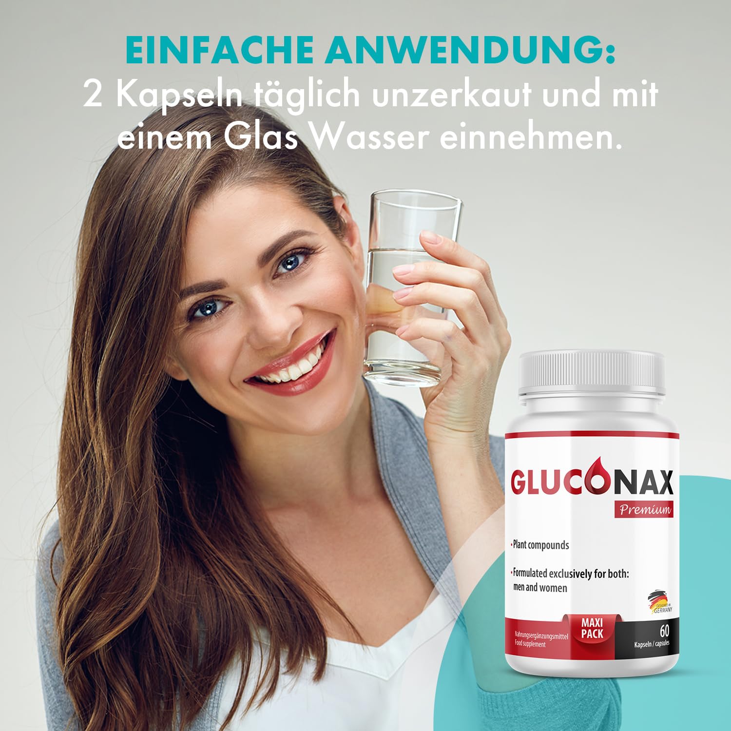 Gluconax Kapseln Premium - Maxipack - für Mann und Frau - mit 60 Kapseln Monatsvorrat 1x