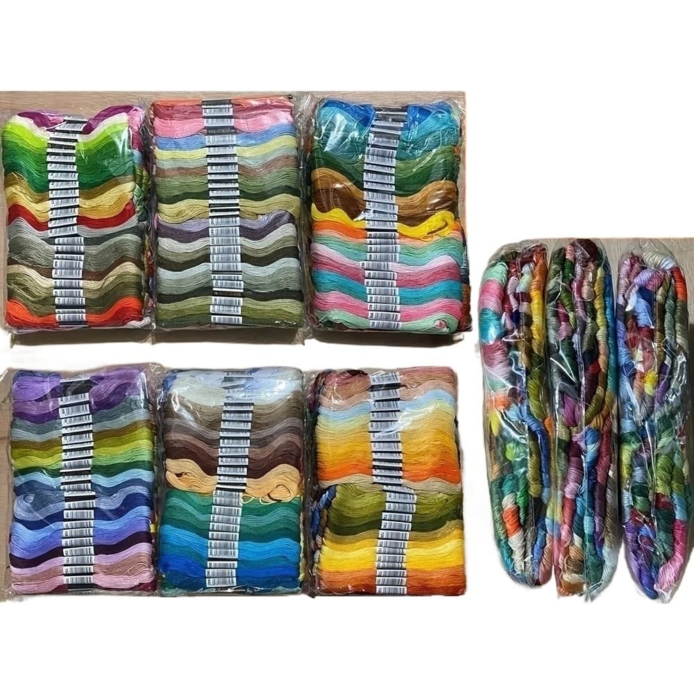 Stickgarn Stickgarn Kreuzstichseide Nähstränge 50/100/150/200/250/300/447 Farben Stickgarn Set (Color : 447 Color, Size : WITHOUT SIDE_6 STRANDS)