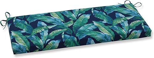 Pillow Perfect Cojín para bancocolumpio Hanalai Lagoon para exterioresinteriores, 45 x 18 pulgadas, azul