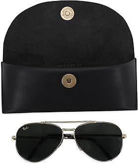 The Antiq Leather Sunglasses Case Genuine Eyeglass Holder Reading Glasses Protector Vintage Eyewear Storage for Men and Women