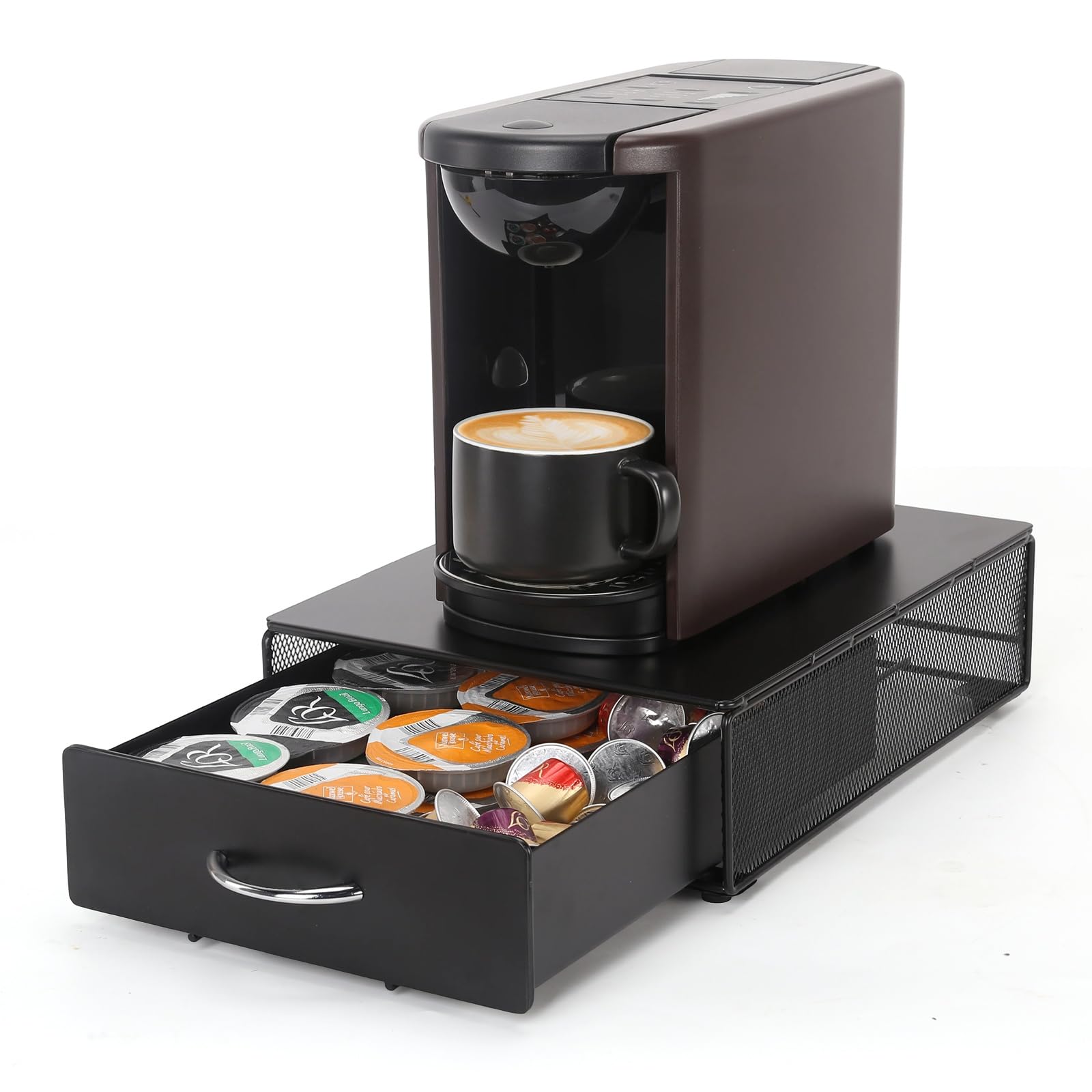 Portacapsule,Cassetto Porta Cialde e Capsule in Metallo,Ideale per Organizzare Caffè, Tè e Tisane.
