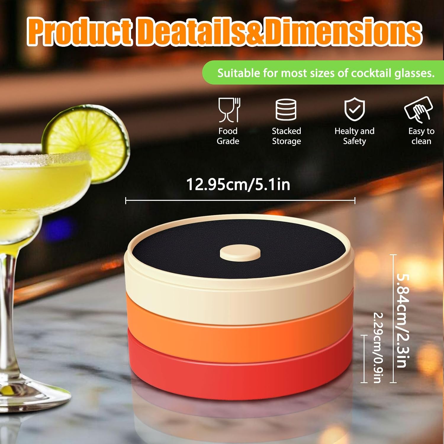 Margarita Salt Rimmer Set,3-Tier Sugar Rimmer for Cocktails