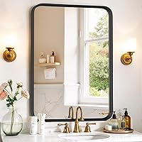 SageNest 36x24 Inch Black Metal Frame Bathroom Mirror - Anti-Rust Rounded Corner Vanity Wall Mirror, Horizontal/Vertical Mount for Farmhouse, Restroom, Entryway