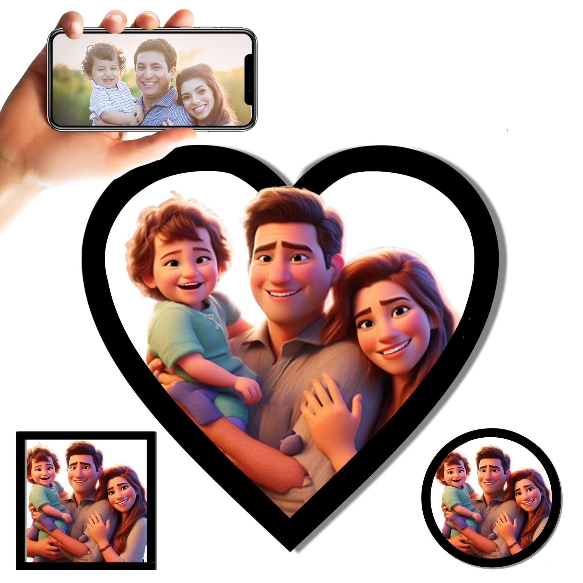 Marco de fotos de madera personalizado con estilo de dibujos animados, regalo para el día de San Valentín, pareja, boda, aniversario, cumpleaños, decoración de pared, marco de fotos de caricatura,