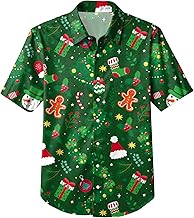 Christmas Shirts for Kids Boys Girls Christmas Button Down Short Sleeve Blouse Xmas Gift Tees