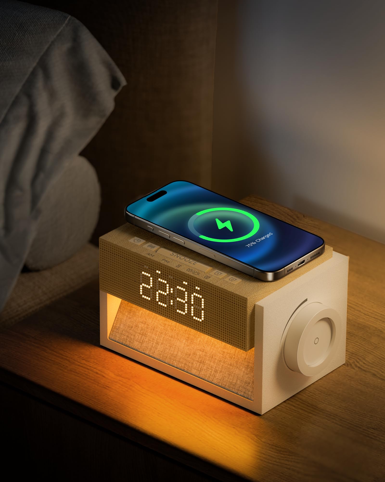 Photo 1 of Bokefo Sunrise Alarm Clock with Sound Machine, Bedroom Clock with Wireless Charger & 20 Soothing White Noise, Wake Up Sunlight Simulator for Heavy Sleepers Kids Adults