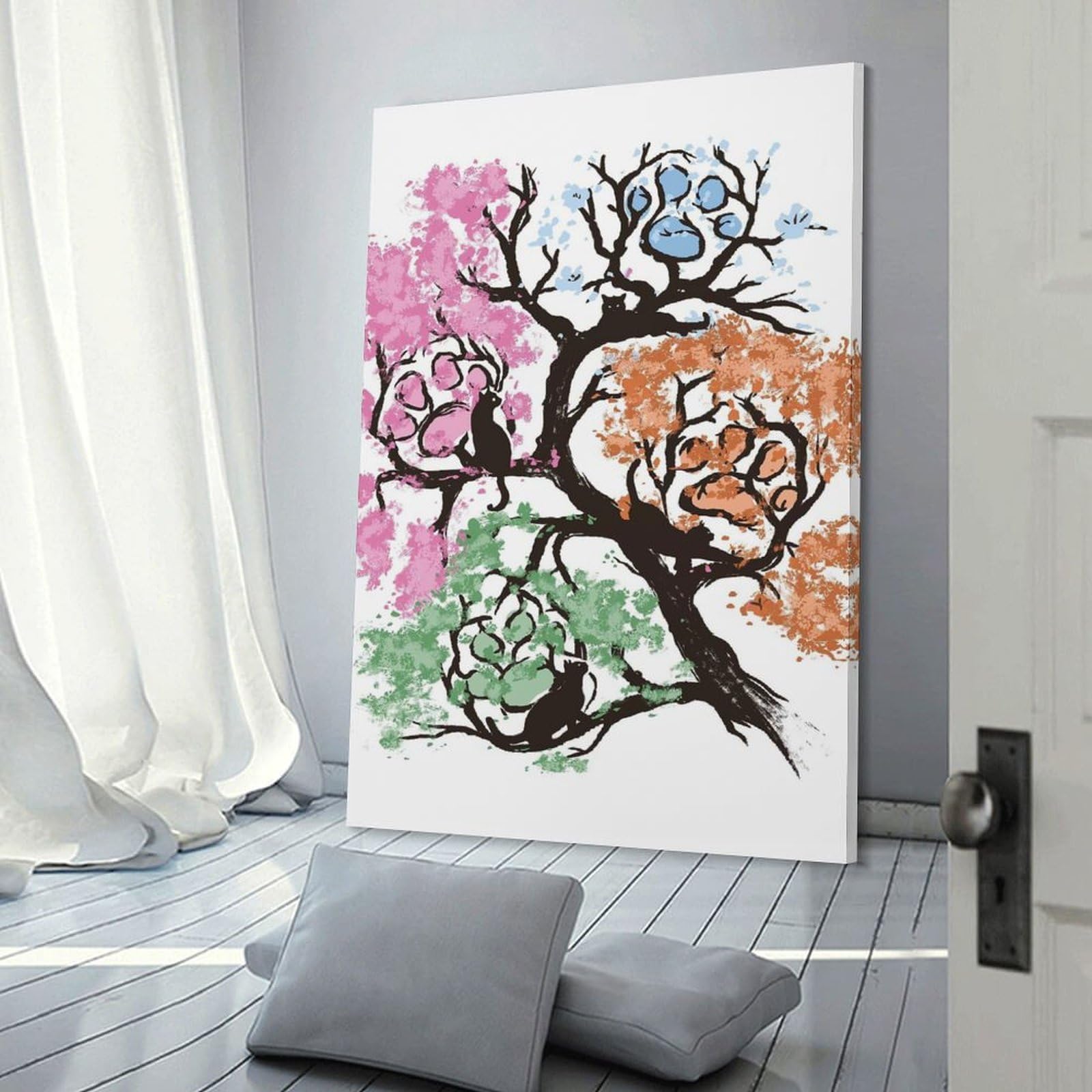 Junmoney Canvas Wall Decor Tree of Paws, 08x12inch(20x30cm), for Gallery Wall Decor And Room Displays, An Easy Match for Collected Prints