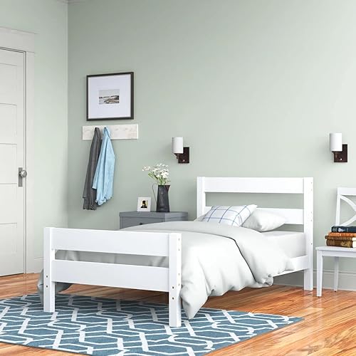 windaze Cama individual marco de cama de madera con cabecera y estribo para niños adolescentes y adultos soporte de listones de plataforma