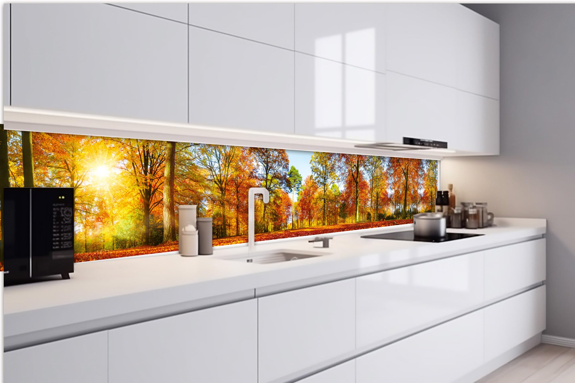 Dimex Lámina autoadhesiva para pared posterior de cocina, diseño de árboles de colores, 420 x 60 cm, lámina decorativa, protección contra salpicaduras para cocina, fabricada en la UE