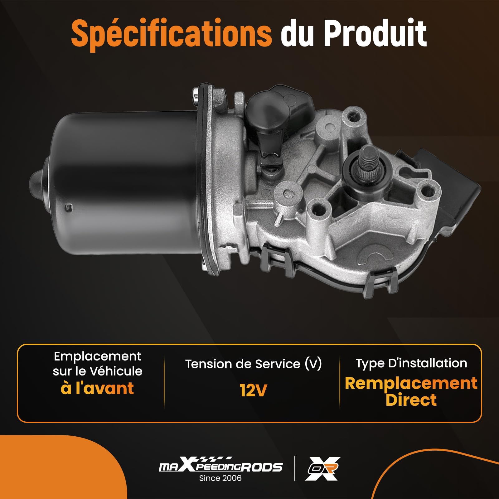 maXpeedingrods Moteur essuie glace avant pour Renault Twingo 7701036015