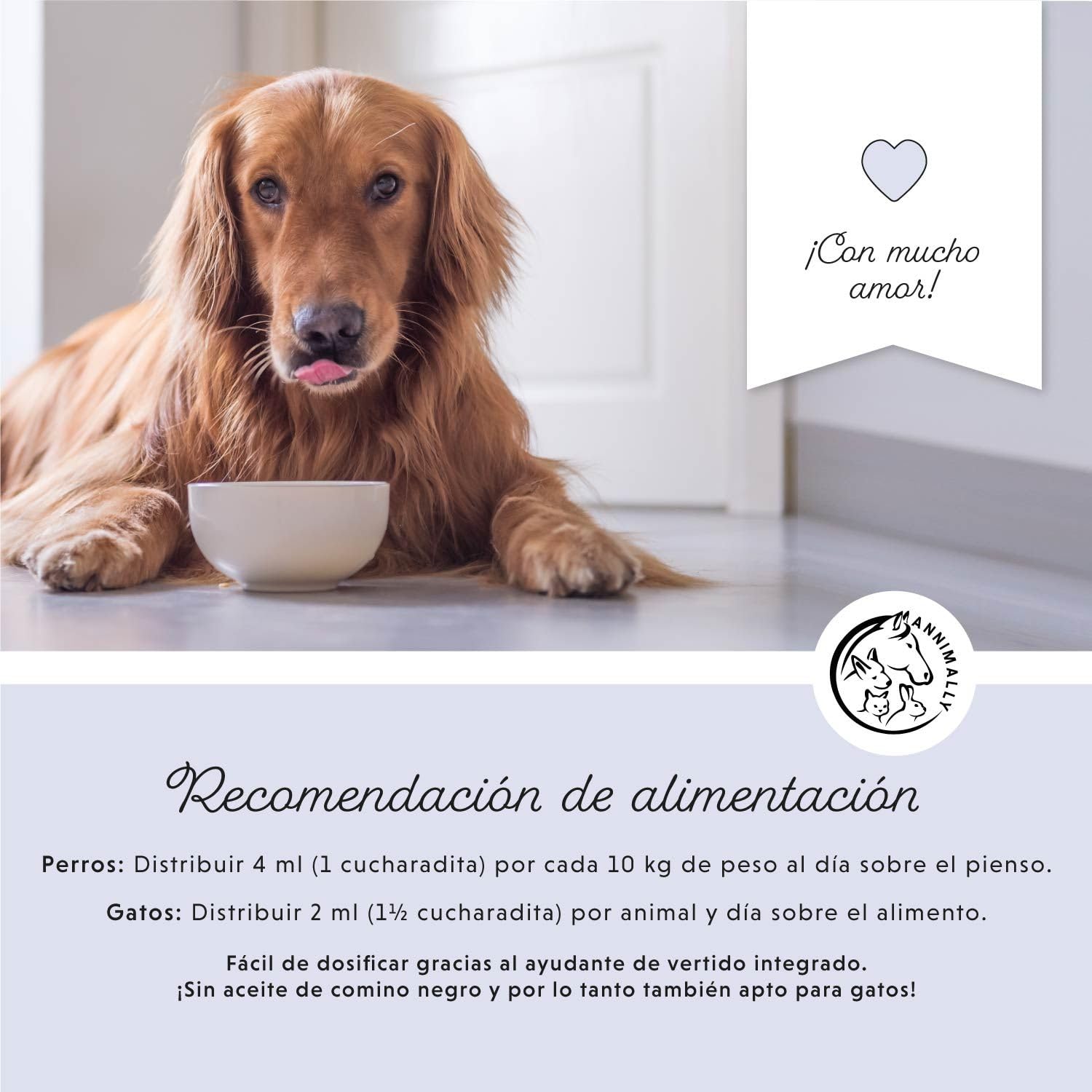 Aceite Barf para Perros 1000 ml - Aceite Barf con Omega 3-6-9 a Base de: Aceite de salmón, Aceite de Colza, Aceite de cáñamo y Aceite de borraja. Aceite alimentario para Perros como complemento