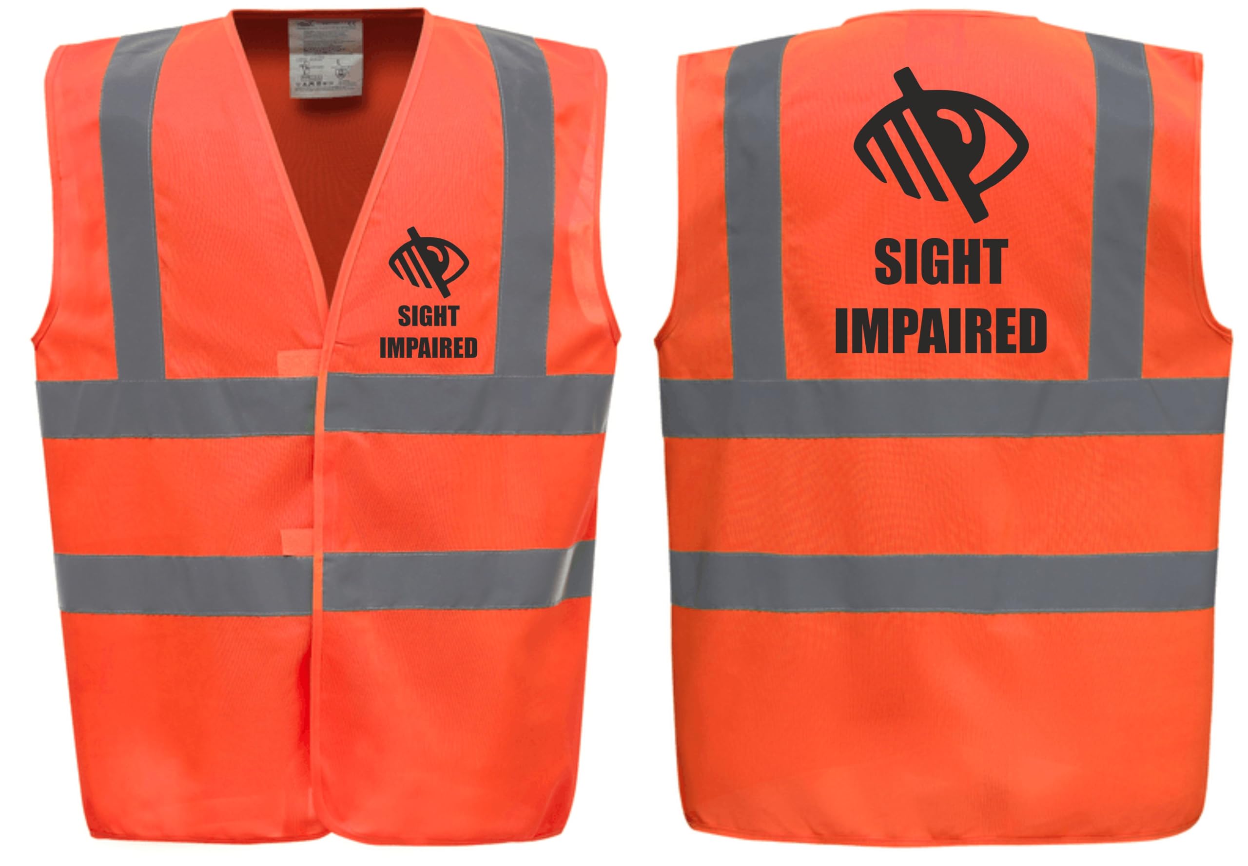 Brook Hi Vis Premium Safety Vest – Sight Impaired Logo Printed Front & Back, High Visibility Vest for Blind Awareness, Available in 14 Colours (Orange, 3XL)