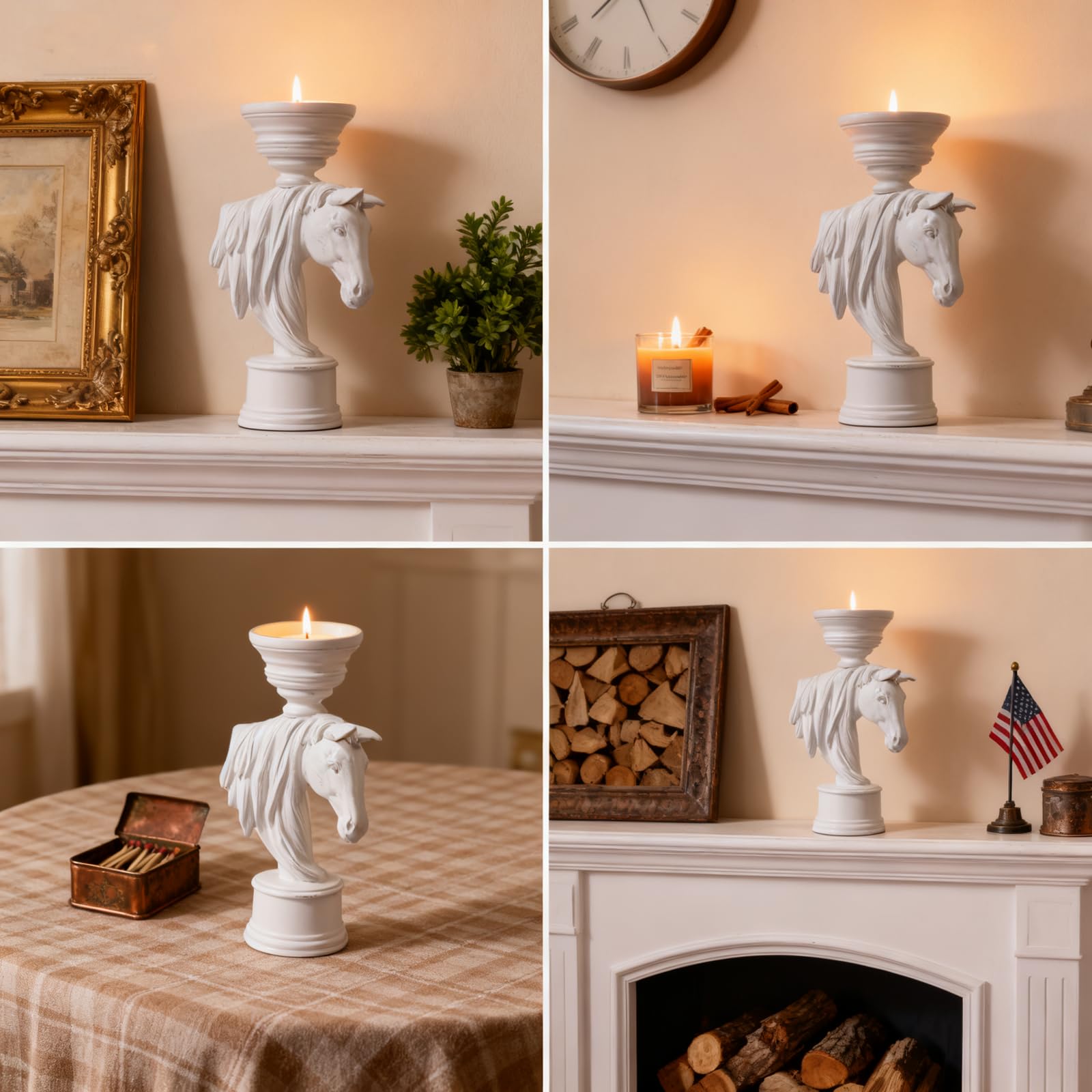 Amazon.co.jp: BLLTLLW 高さ11.8インチ 大型馬キャンドルホルダー 動物