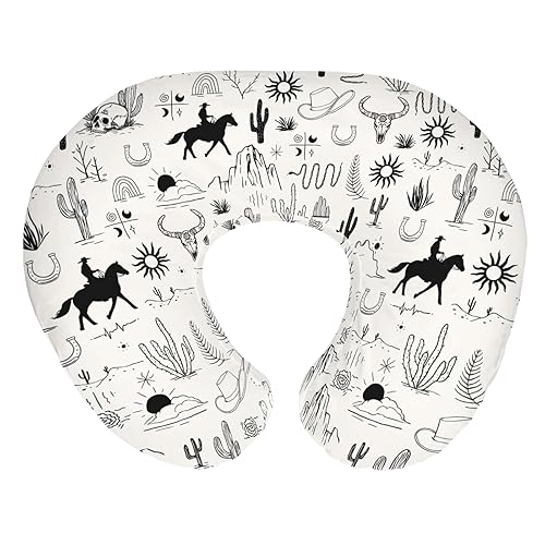 Miniatura 13 de Western Cowboy - Fundas de almohada de lactancia para niños y niñas, cactus del oeste salvaje, serpiente, ganado, cráneo, sol, lactancia, almohadas