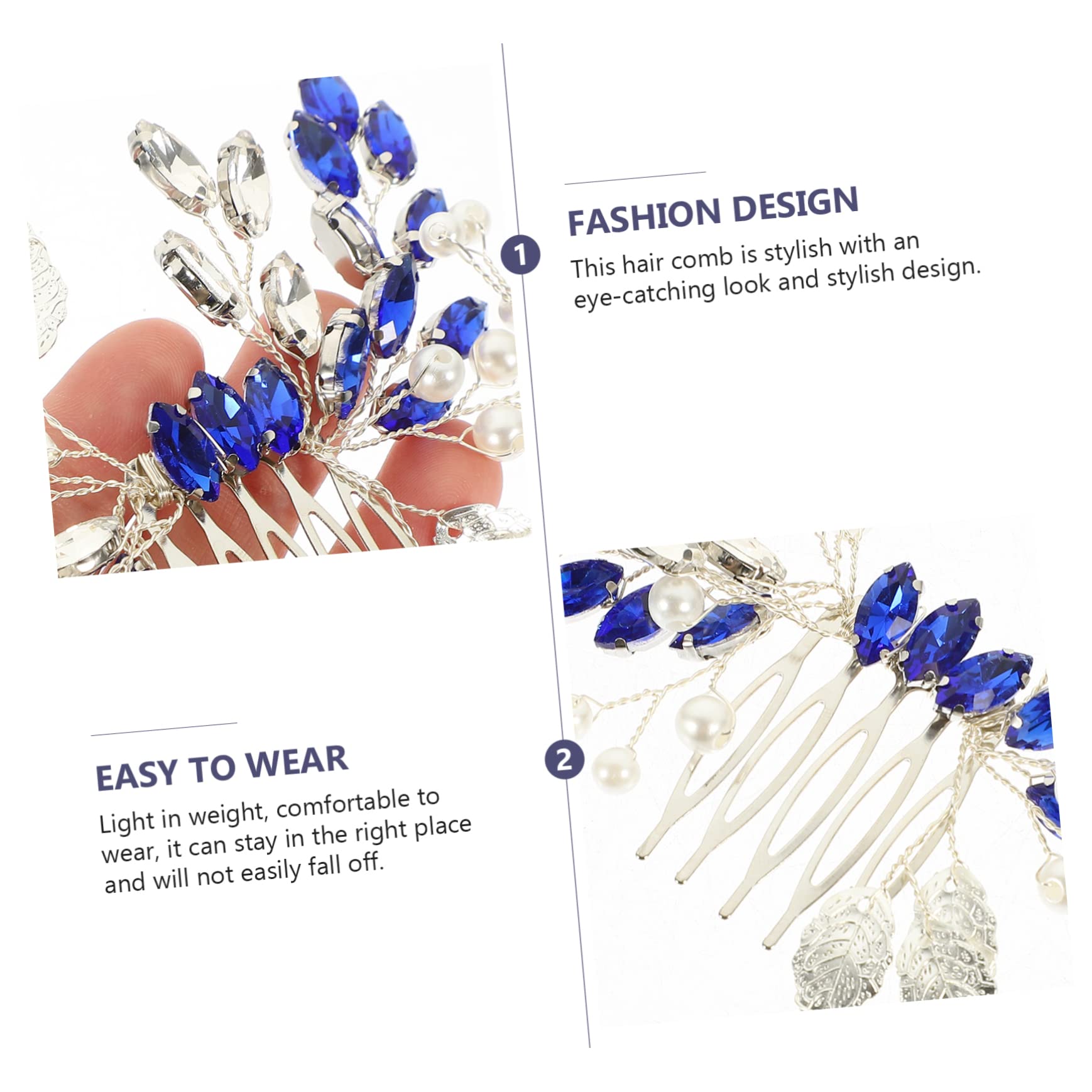 POPETPOP 8 Piezas Tocados De Novia Accesorio Para El Cabello Para Mujer Accesorios Para El Cabello De Boda os Para El Azul Peine Hoja De Plata Europeo y Americano Metal
