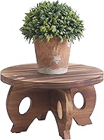 VZODESR Round Wooden Plant Stand Indoor - Rustic Farmhouse Pedestal Riser for Pots, Candles, Decor & Floor Protection (Brown, 9.8")