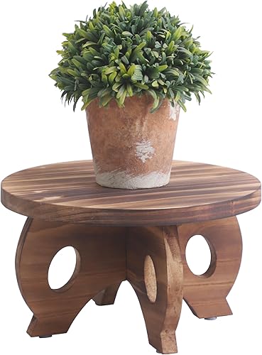 Miniatura 10 de Soporte pequeño para plantas de cocina, soporte para plantas de 10 pulgadas, taburete redondo, elevadores de granja, rústico, decoración de balcón,