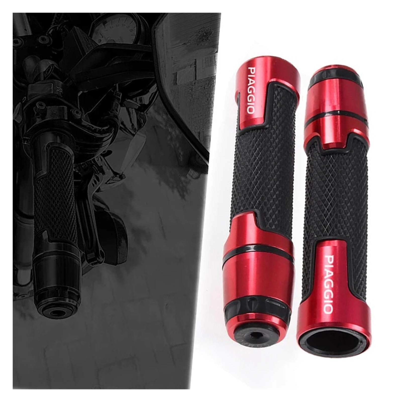 Manillar, puños, manijas y perillas de Motocicleta para Ve@&SPA Piaggio MP3 500 300 BYQ Fly Medley150 ZIP50 Liberty 150s 125 Motocicleta 7/8" 22mm Puños Tapas Manillar Mano(C)