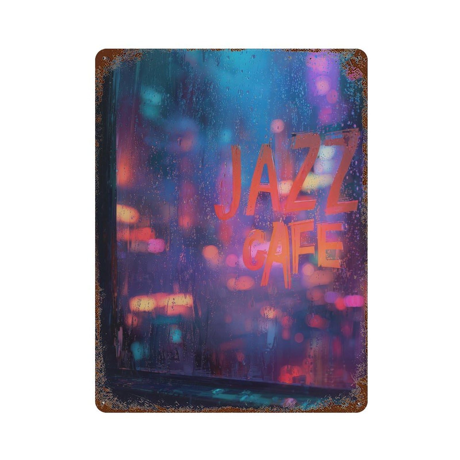 xiaoxiaoshen Jazz Cafe. Neon Glow Moody Night Wall Decor Art Metal Tin Poster Modern Home Decor Art Home Bar Shop Decorations Vintage Sign 40x30cm