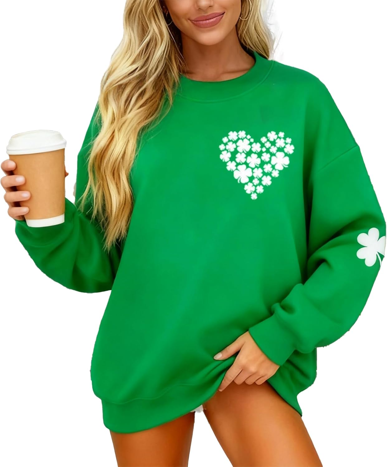 Susongeth St. Patrick's Day Sweatshirt for Women Irish Shamrock Pullover Shirts Tops Raglan Sleeve Lucky Leaf Clover Shirt - Image 5