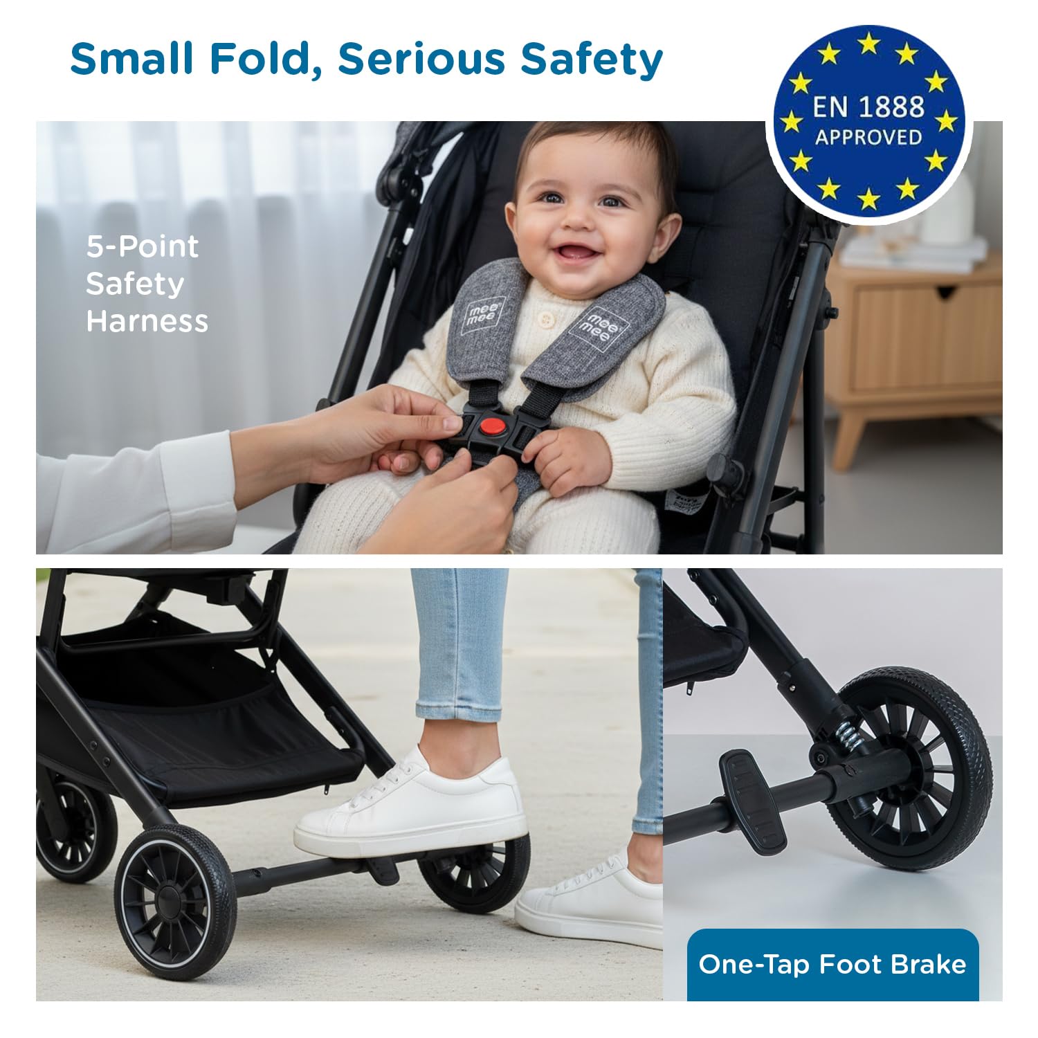 Mee Mee Baby Haven Pram - Lightweight Travel Stroller -3