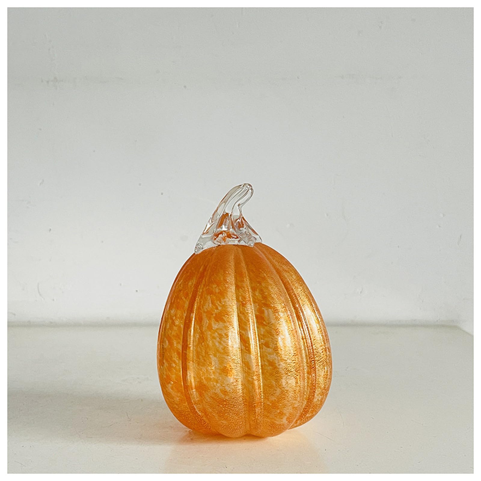 Dytartzx Yellow Handmade Glass Sculpture Pumpkin Figurine Blown Crystal Glaze Vegetable Paperweights Ornament Gift Table Home Decor