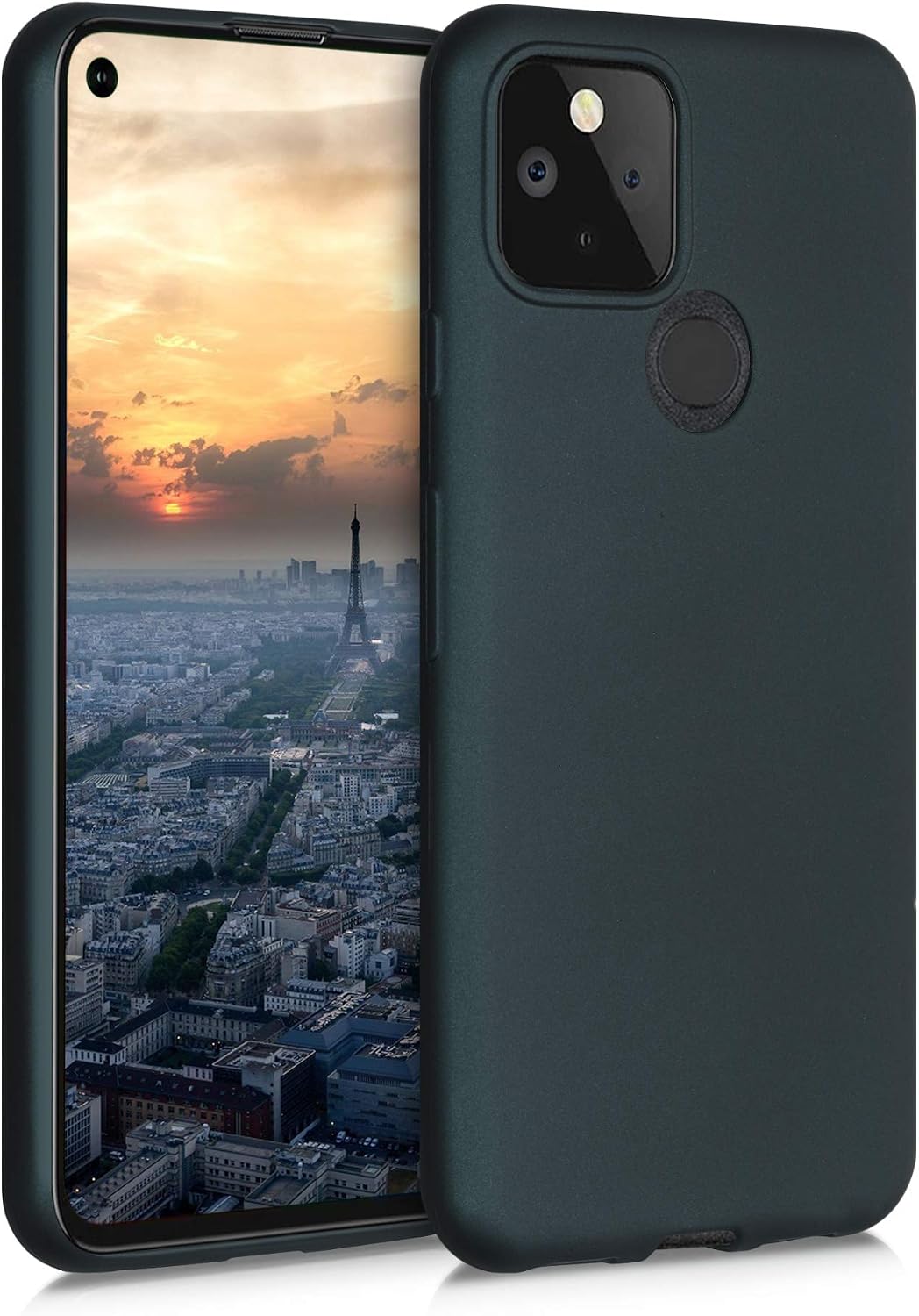kwmobile TPU Case Compatible with Google Pixel 5 - Case Soft Slim Smooth Flexible Protective Phone Cover - Metallic Teal
