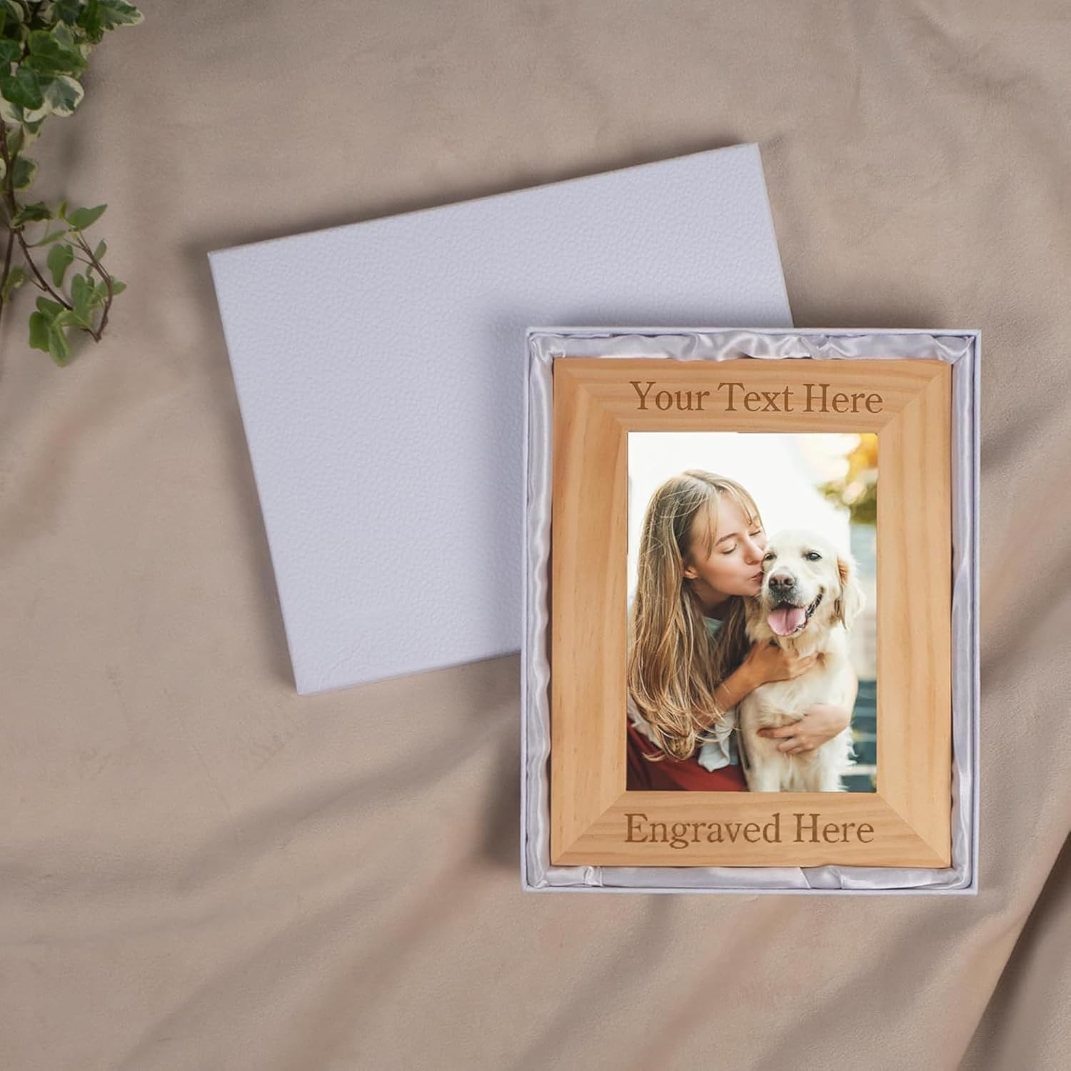 Personalized Picture Frame with Your Own Text - 4x6/5x7/8x10 Wood Engraved Custom Photo Frame with Gifts Box, Customized Gifts for Birthday, Christmas, Anniversary,Wedding, Friend, Men, Women (Wood Frame, Custom Text)